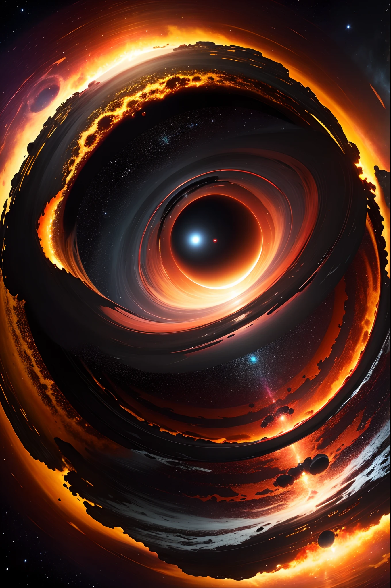 3D rendering of black hole at the center of red and yellow galaxies, interstellar black hole, inside a black hole, black hole event horizon, black hole in space, entering a black hole, being pulled into a black hole, coming out of a black hole, black hole, black hole, black hole hole hole, black hole time portal
Inspired by: Foundation