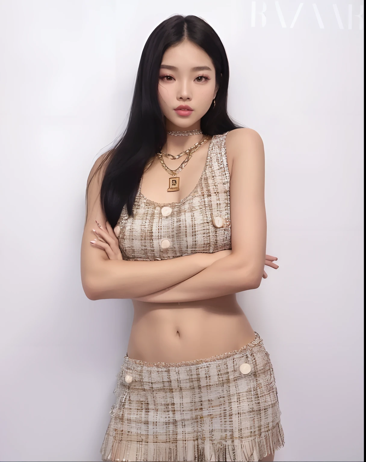 una mujer con un top y una falda a cuadros posando para una foto, Blackpink Jennie, JIA, Jossi de Blackpink, Jisoo de Blackpink, Modelo de moda femenina coreana, Parque Roseanne de Blackpink, Sha Xi, Jisoo de Blackpink, Gongbi, Foto de la modelo Slim Girl, Heonhwa Choe, Imagen filtrada, 2 4 year old female model, Taejune Kim