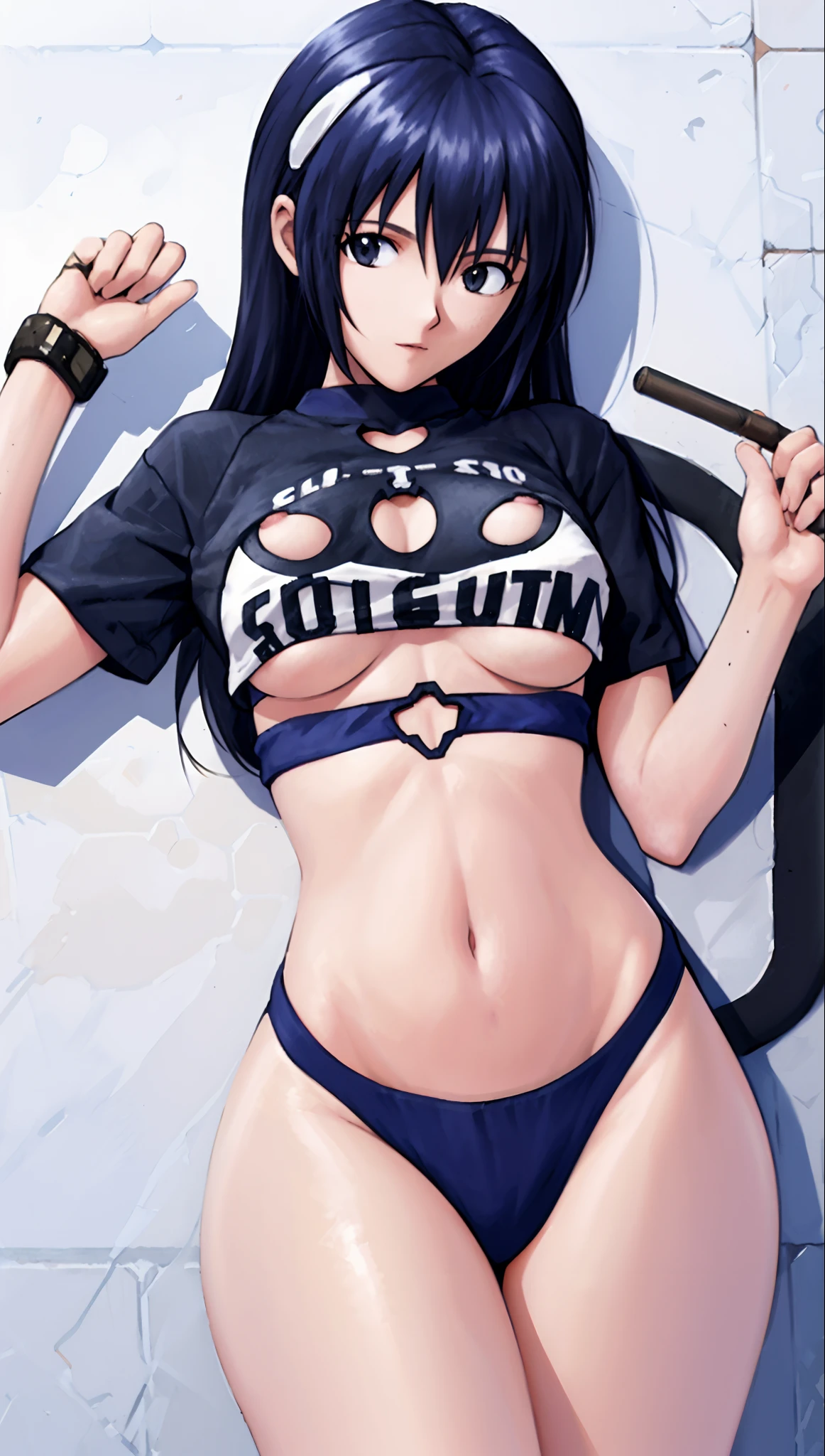 (T-shirt,underboob cutout:1.5)