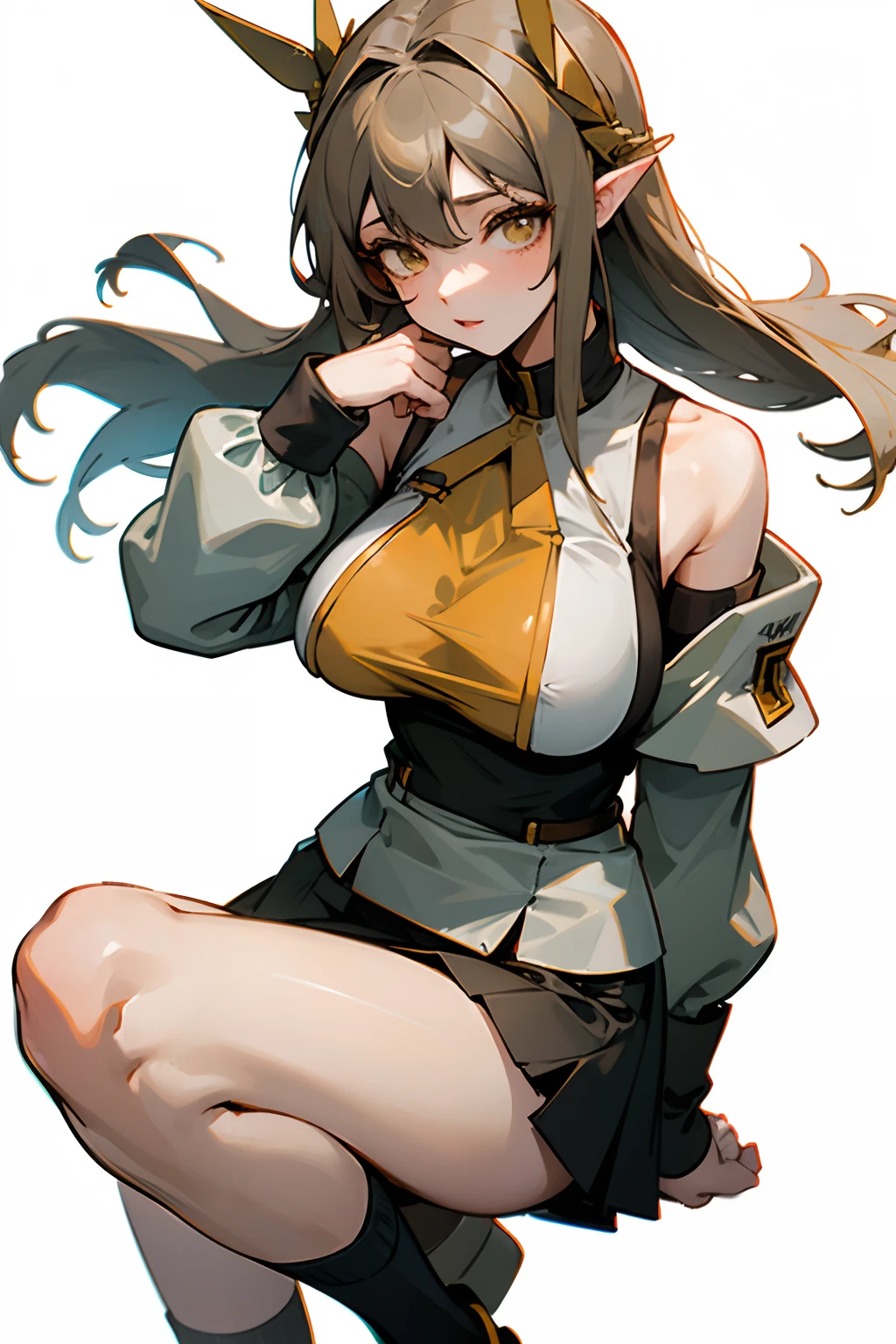 source_anime BREAK 1girl, anime artwork, score_9, score_8_up, score_7_up, score_6_up, score_5_up, score_4_up, breast size D,Big hips, High quality, Smile, ruanyi0608,pantyhose,bodysuit,glowing,revealing clothes,sideless outfit,black hair,high ponytail,very long hair,zipper,fur-trimmed jacket, eve (stellar blade), big breasts