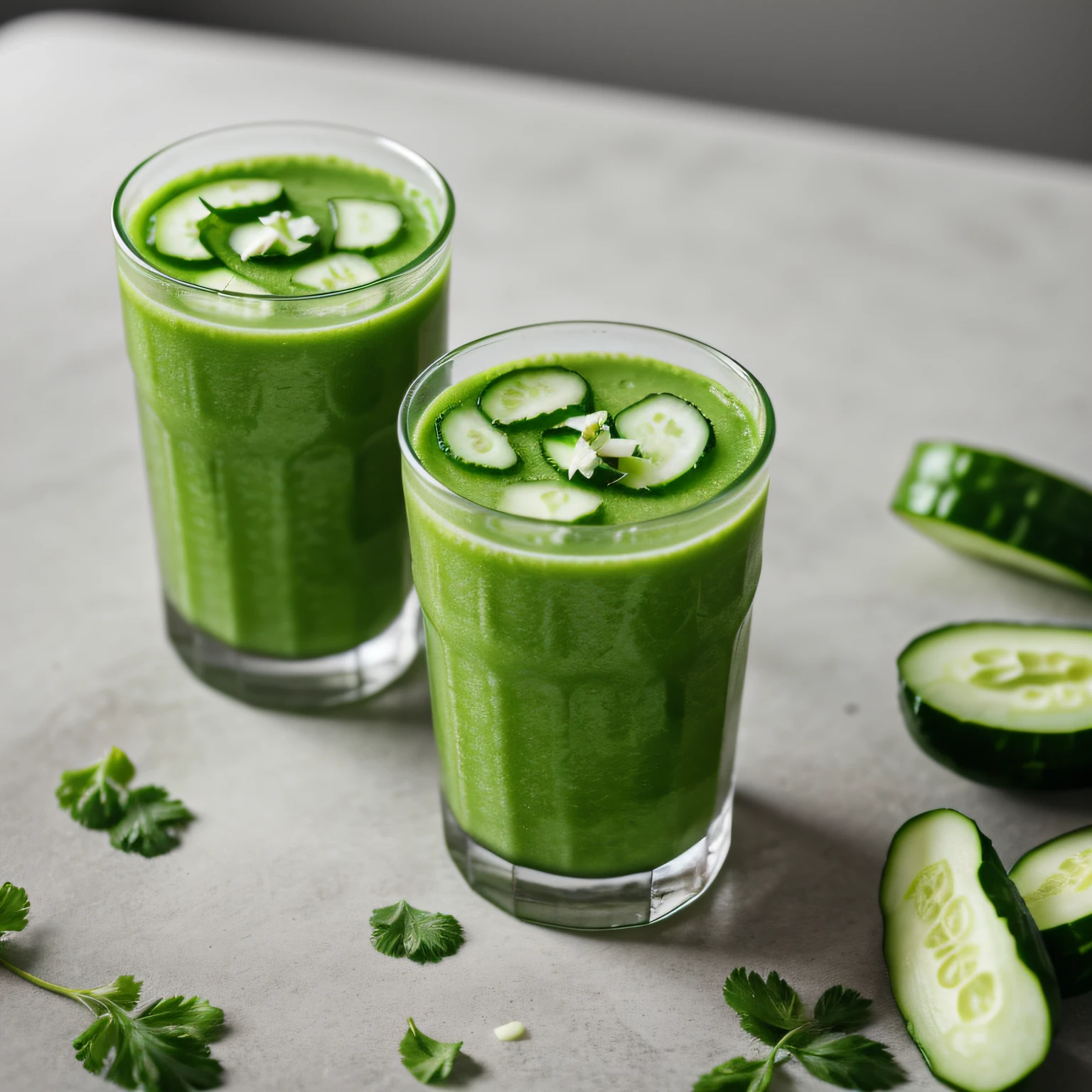 RAW photo, Cucumber Juice, foodphoto, professional colour grading, soft shadows, no contrast, clean sharp focus, foodphoto,