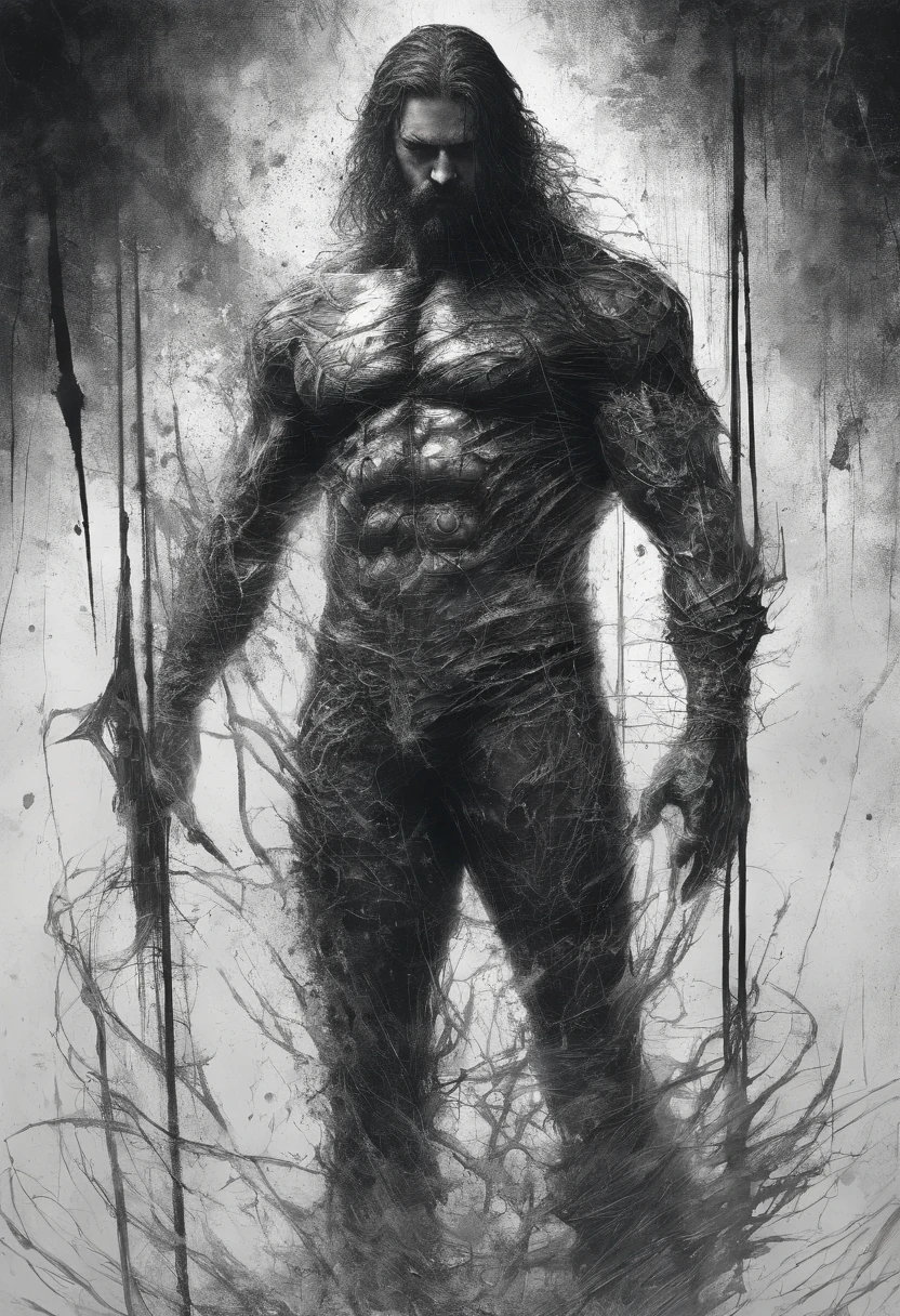 Male Aquaman, Perfect centralization, coelho (franco)de Donnie, Standing position, beleza abstrata, Centrado, looking at the camera, Facing the camera, nearing perfection, triste, desespero, corpo inteiro, hands on her head, Dynamic, altamente detalhado, liso, foco nítido, 8k, high-definition resolution, illustration, arte de Carne Griffiths e Wadim Kashin, fundo branco