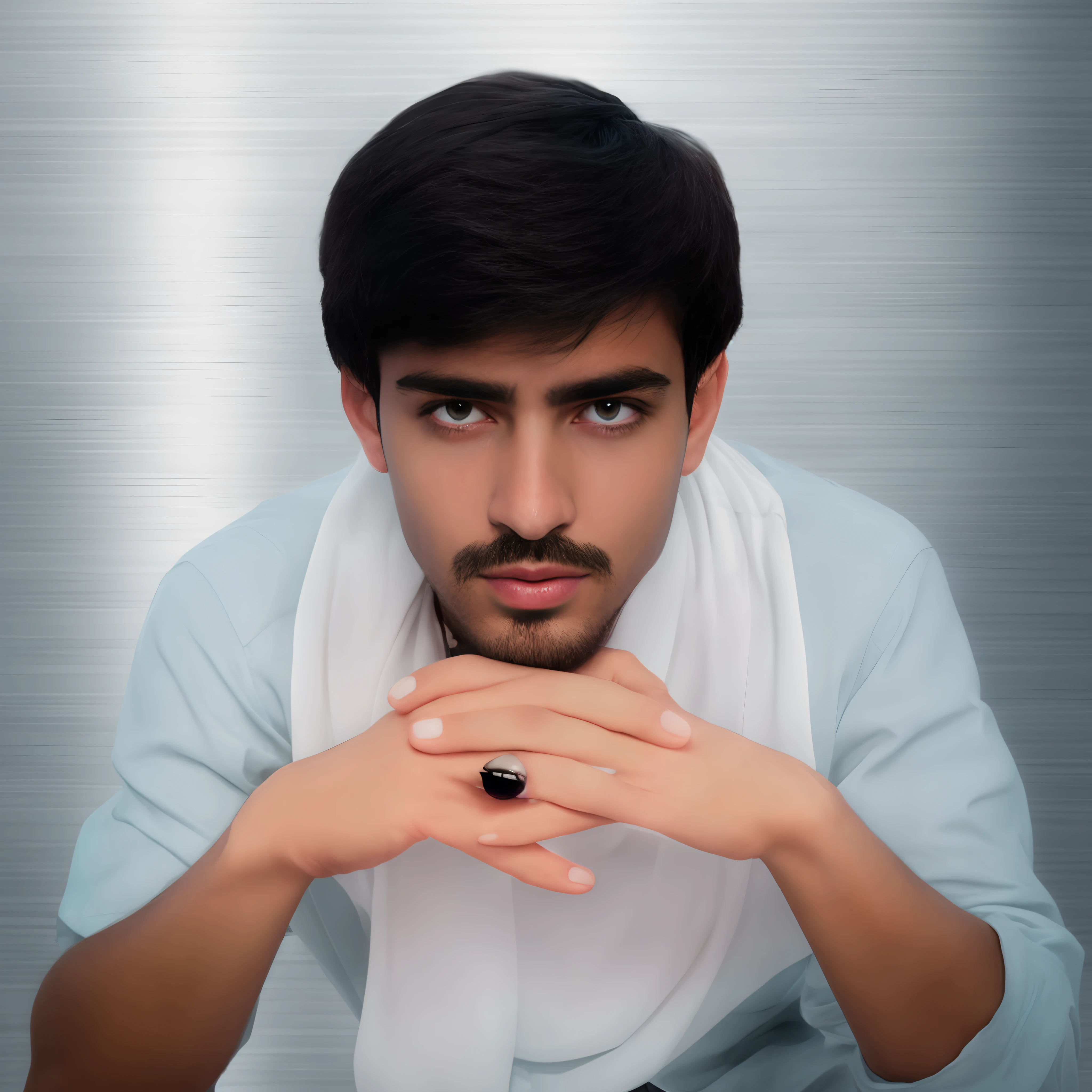 Young man with green eyes, wide eyes, surprise face, half-open lips, computer in hands, neon effects on computer, stylish clothing, realistic shadows, realistic light, ultra realistic skin, top 8k