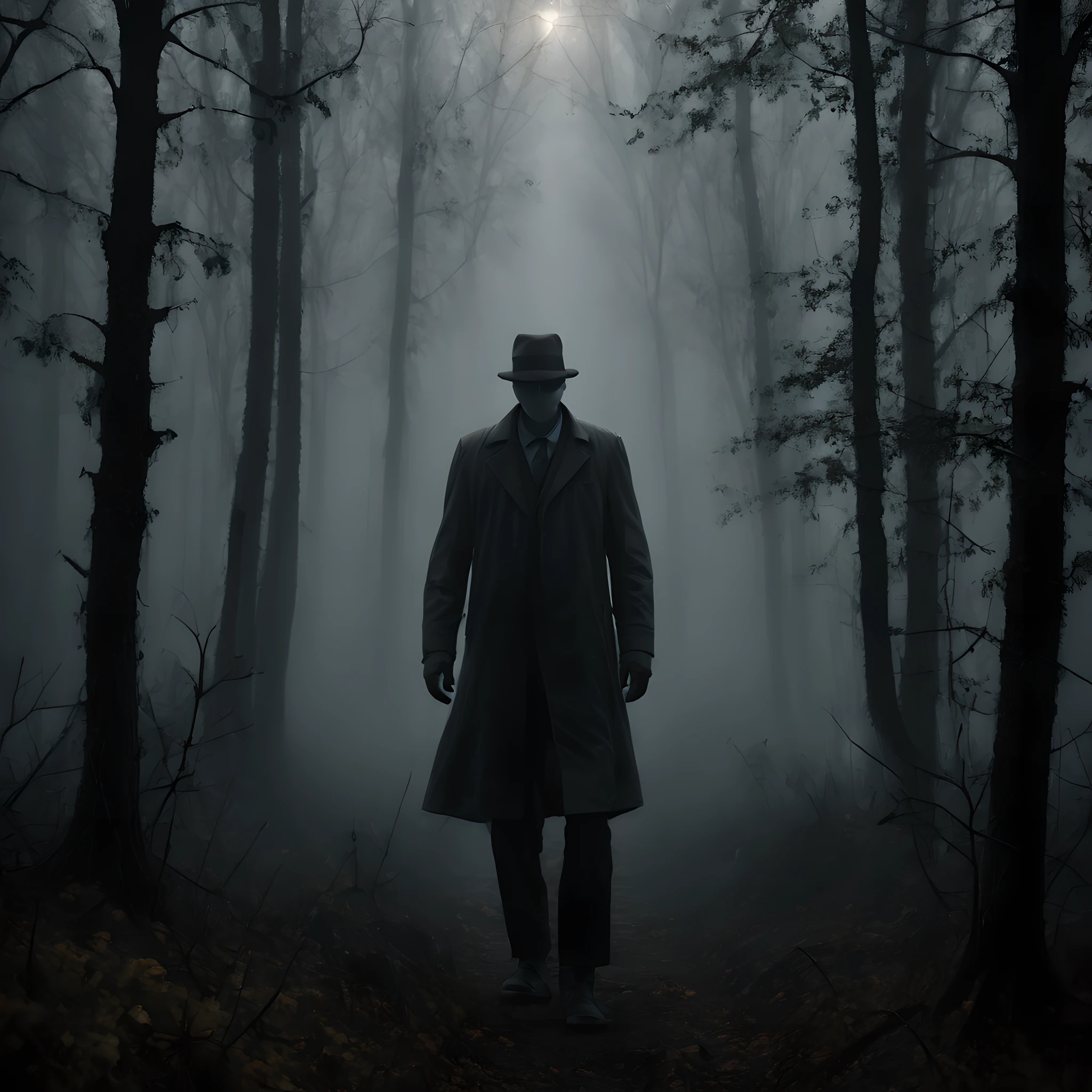 (Mist in the Woods:1.5), (deep mist:1.5), (fog:1.5), (smog:1.5), (dark forest:1.5), (Faint light:1.5), (The Invisible Man:1.5), (dark:1.5), (no human:1.5), (just light in the deep mist woods:1.5), illustration, realistic, Abstract, absurderes,