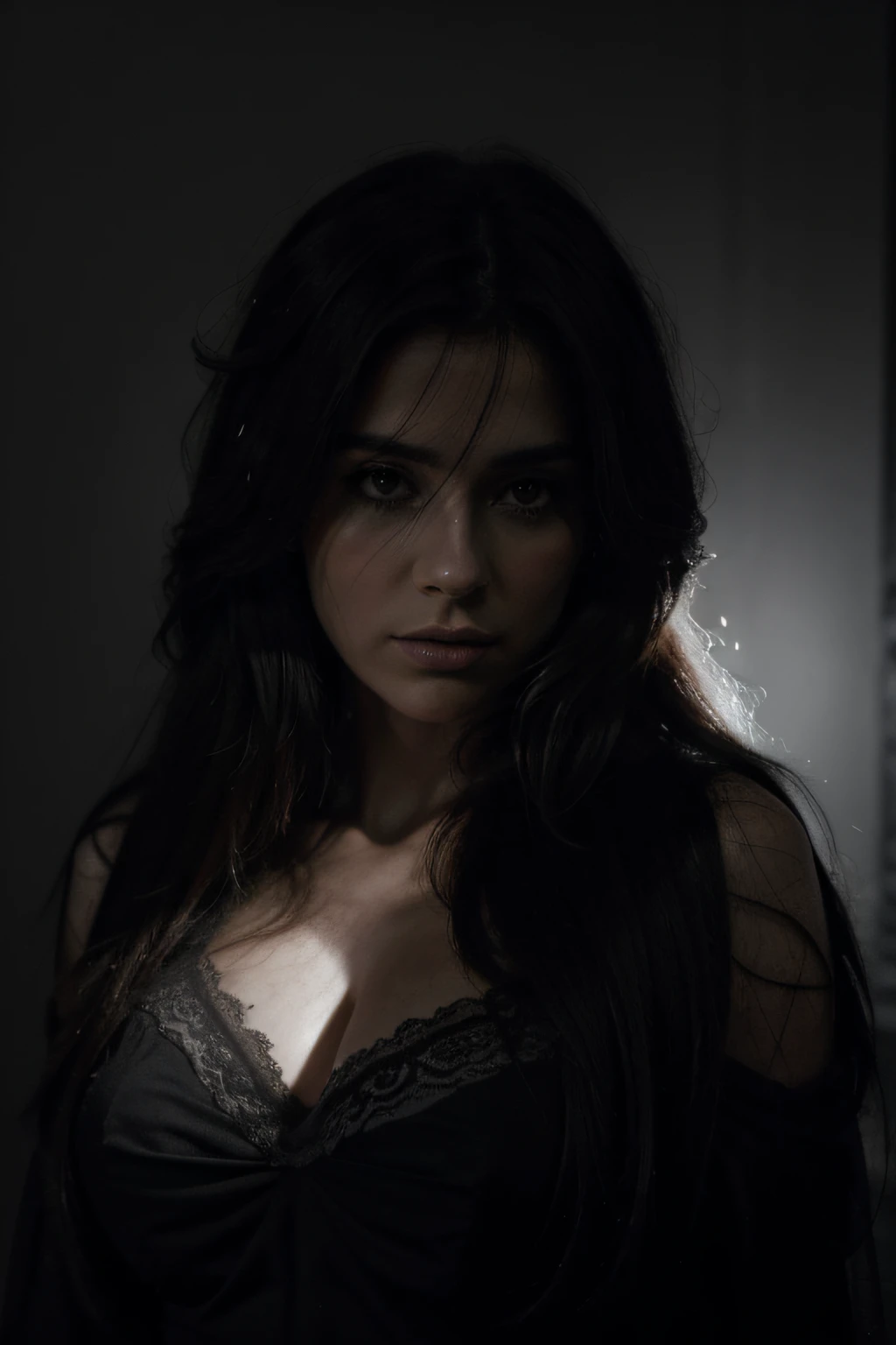 (blanco y negro,alto contraste),Figura detallada del lobo,Impresionantes alas en color oscuro,Luna en el fondo,Pelaje y plumas muy texturizados,Crisp Details,haunting atmosphere,artistic illustration,Realistic depiction,Ethereal and mysterious,Striking Composition,Impressive lighting effects,Esquema de color monocromo,presencia ominosa,Shadows Dramatic,moody and atmospheric,Elegante y potente,emotivo y cautivador,artistic quality,image in high resolution,Texturas vivas,Impressive attention to detail.