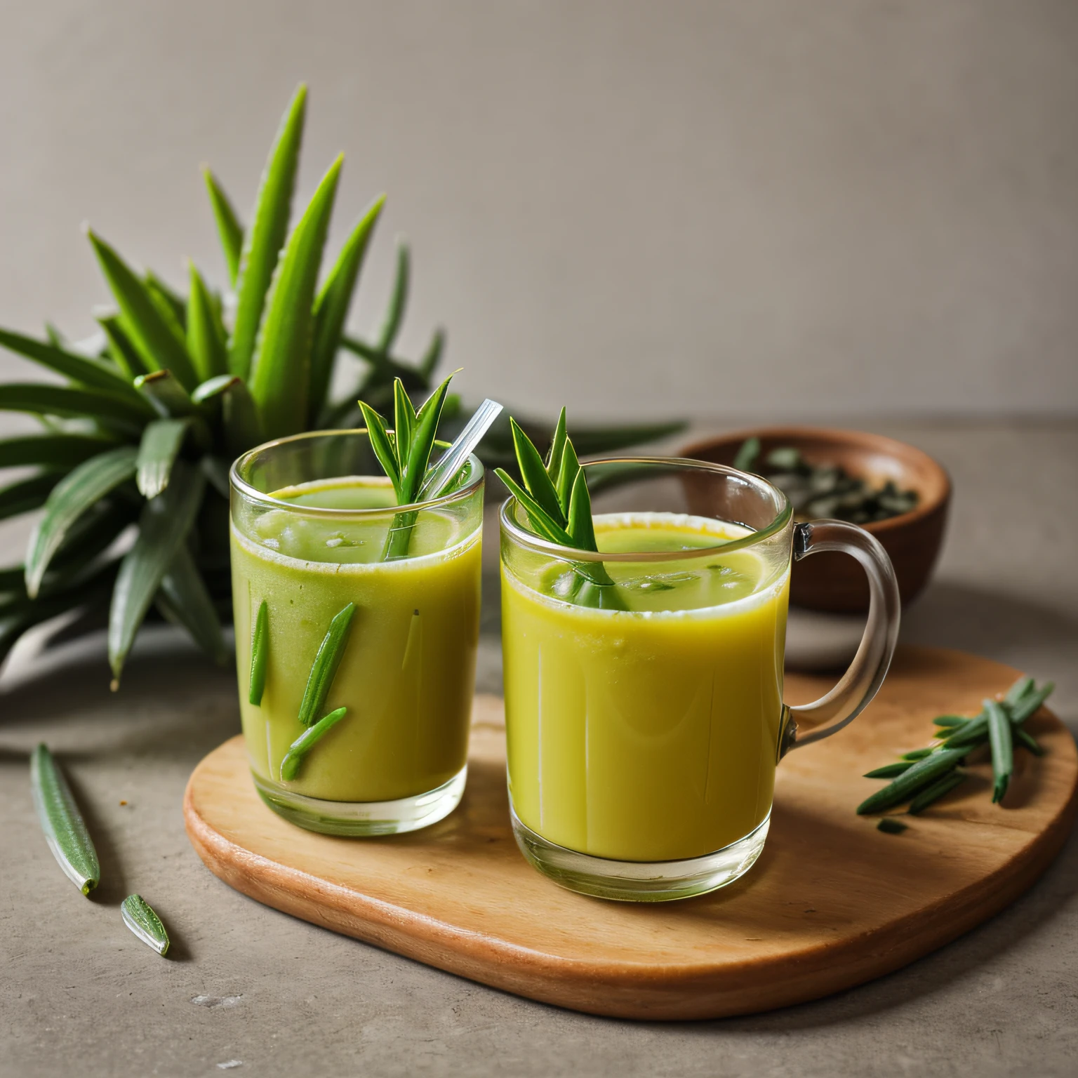 RAW photo, Aloe Vera Juice, foodphoto, professional colour grading, soft shadows, no contrast, clean sharp focus, foodphoto,