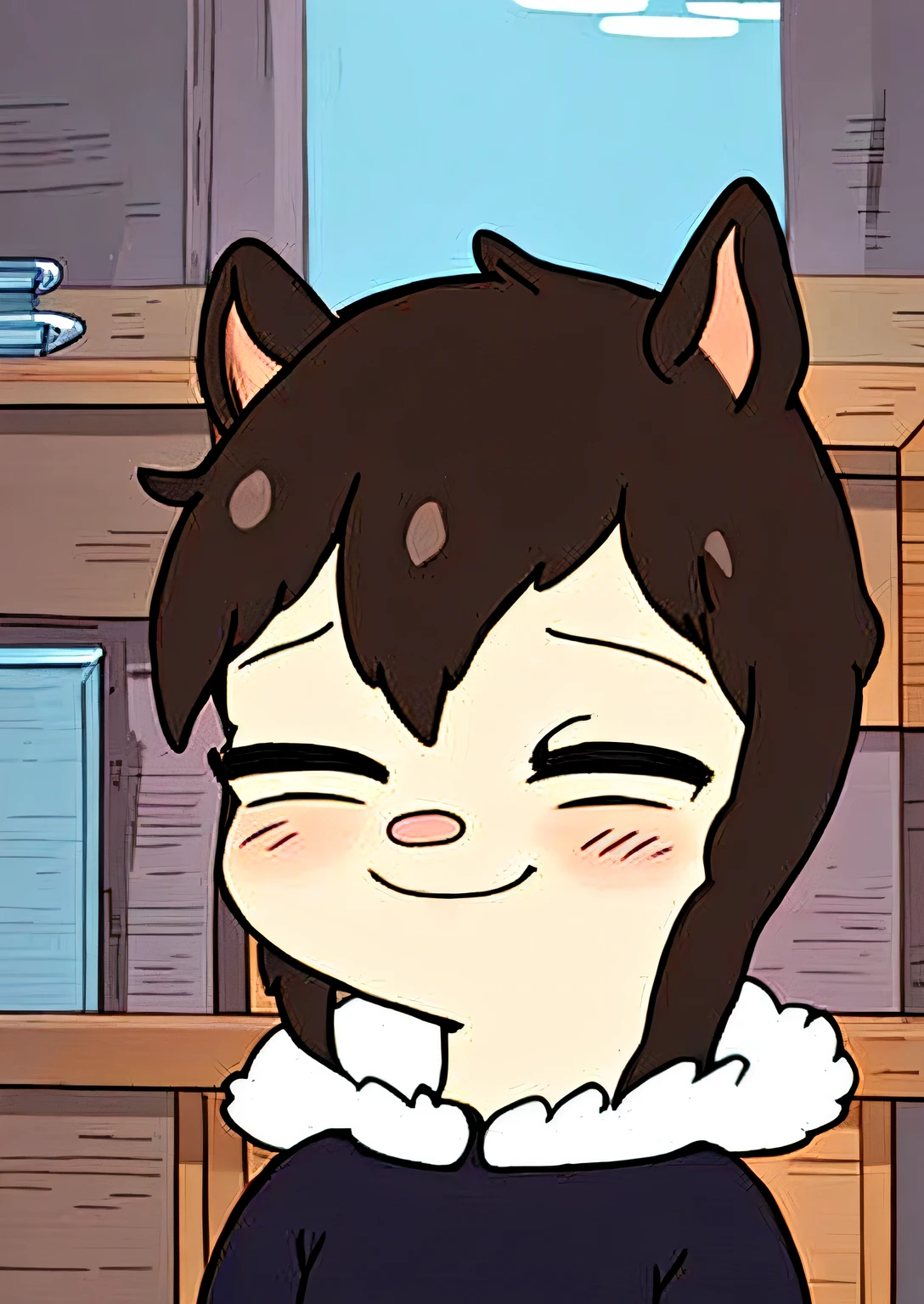 brown hair, 1girl, 1 girl, solo, pointy hat, store clerk outfit, tiny animal ears, happy,
large pupils, detailed eyes, brown pupils, thicc thighs, small waist, small smile, breasts,
full body,
(best quality),
(ultra-detailed),
(best illustration),
(best shadow),
(masterpiece),
(illustration),