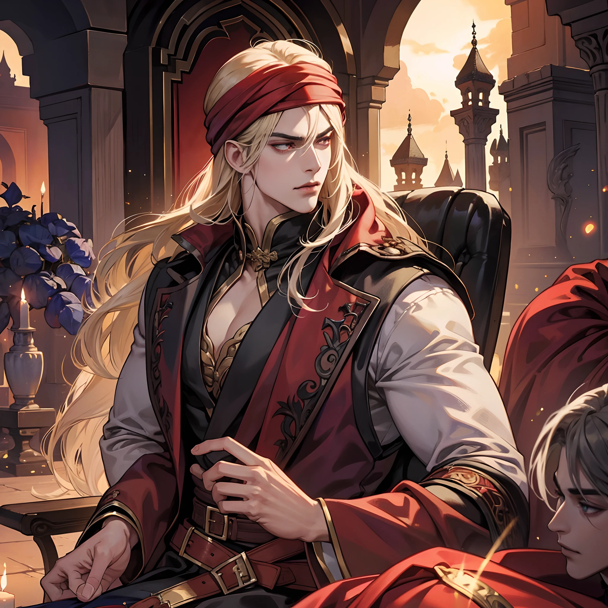 Castlevania Hyper Realistic Lord of Shadows Super Detailed Moroccan Arabian Lord Dracula Red Turban Hokuto No Ken Face Structure