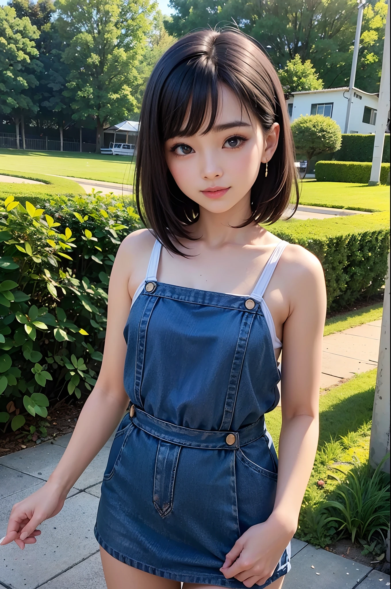 ((qualidade superior、Qualidade de imagem superior、The ultra-A high definition、Draw in ultra-high definition、solo、Look firmly at the camera))、1 、realisitic、profundidade de campos、luz suave natural、durante o dia、Sedutor、cara bonita、limpeza、Rosto puro、de pele branca、kawaii、cabelos curtos、a praia、raios de sol、mamas de nedium、Esbian de corpo inteiro、((Camisolas、Golden Ratio Beleza Rosto))、long neck、Coloque os ouvidos para fora、Cabelo curto limpo com franja、Feche a boca e sorria muito、perfect fingers、perfect hand、Corpo Perfeito、rosto perfeito、Brilhe uma luz nos olhos、anatomia perfeita、supermodelo alta、Supermodelo de pernas longas、Supermodel with long neck、ombros bastante largos、The arms should be lowered to the sides、to stand、cowboy shot、Fundo brilhante do peitoril da janela