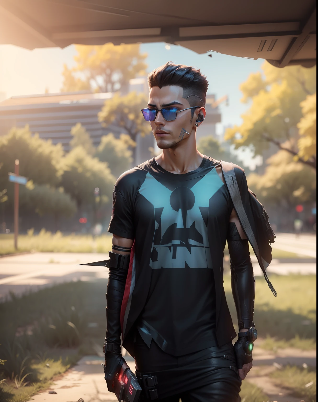 Change background cyberpunk handsome boy,  realistic face, 8k, ultra realistic,
