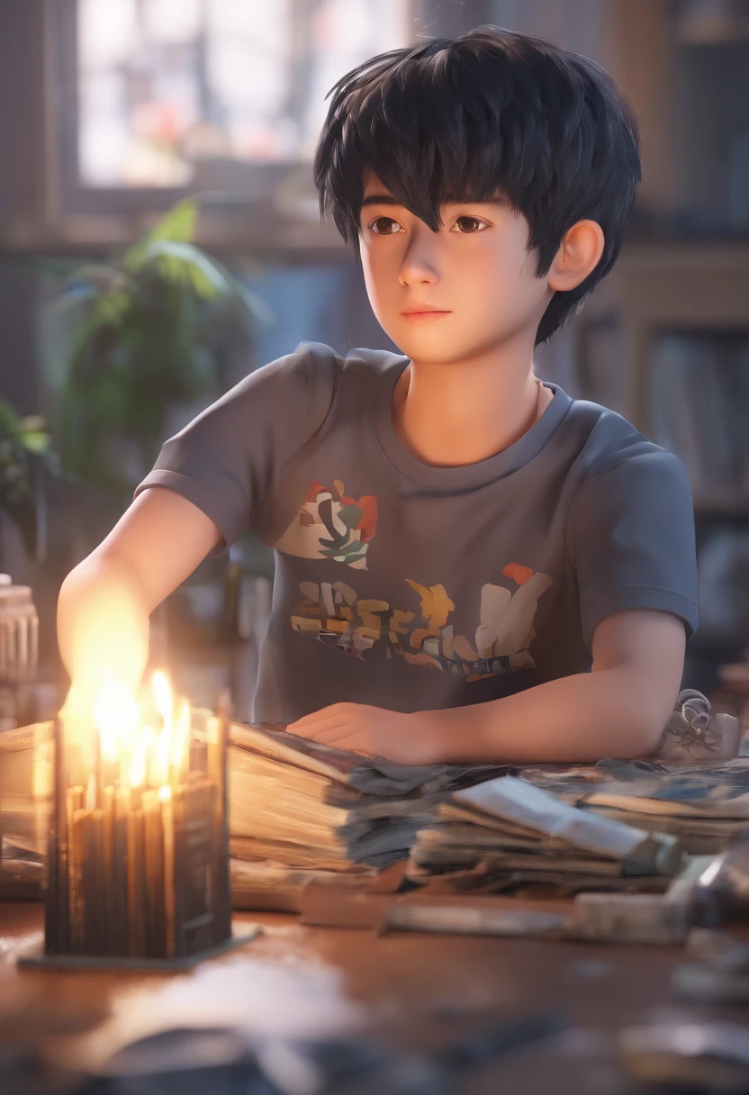 (masterpiece, best quality), intricate details, 8k, artstation, wallpaper, official art, splash art, sharp focus,, 1boys,cool black hair, young boy