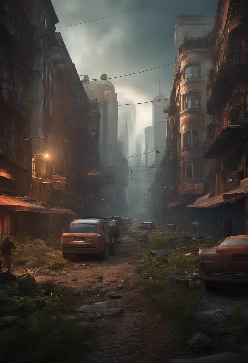 Post-apocalyptic city, vazia, dia, zombies