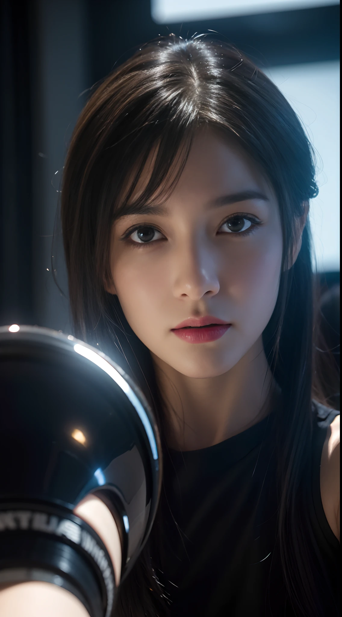 xenomorph female selfie with iPhone, close up, photorealistic, hyperrealism, professional photography, DSLR, HDR, holographic emerging from 2D to 3D