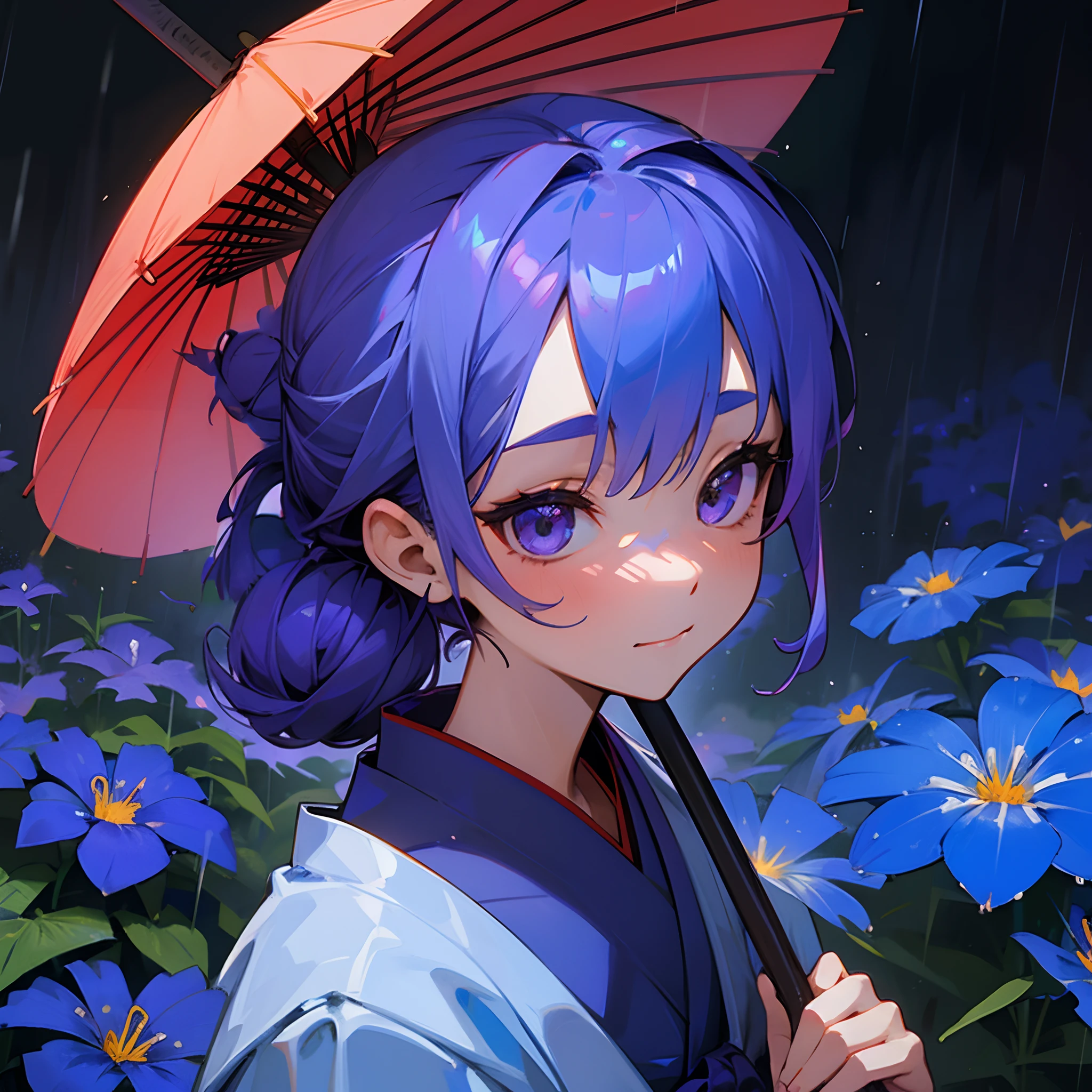 Large crimson Japanese style umbrella
