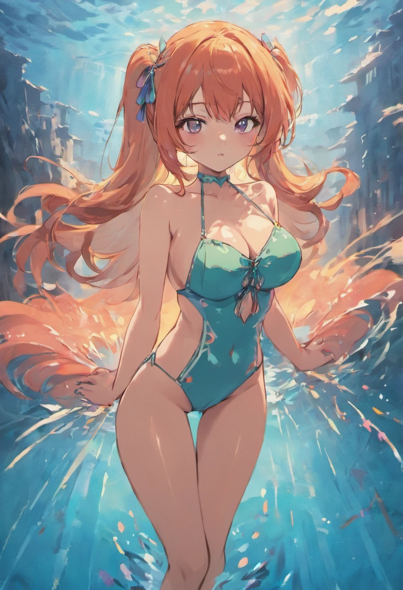 A swimsuit beauty with huge breasts