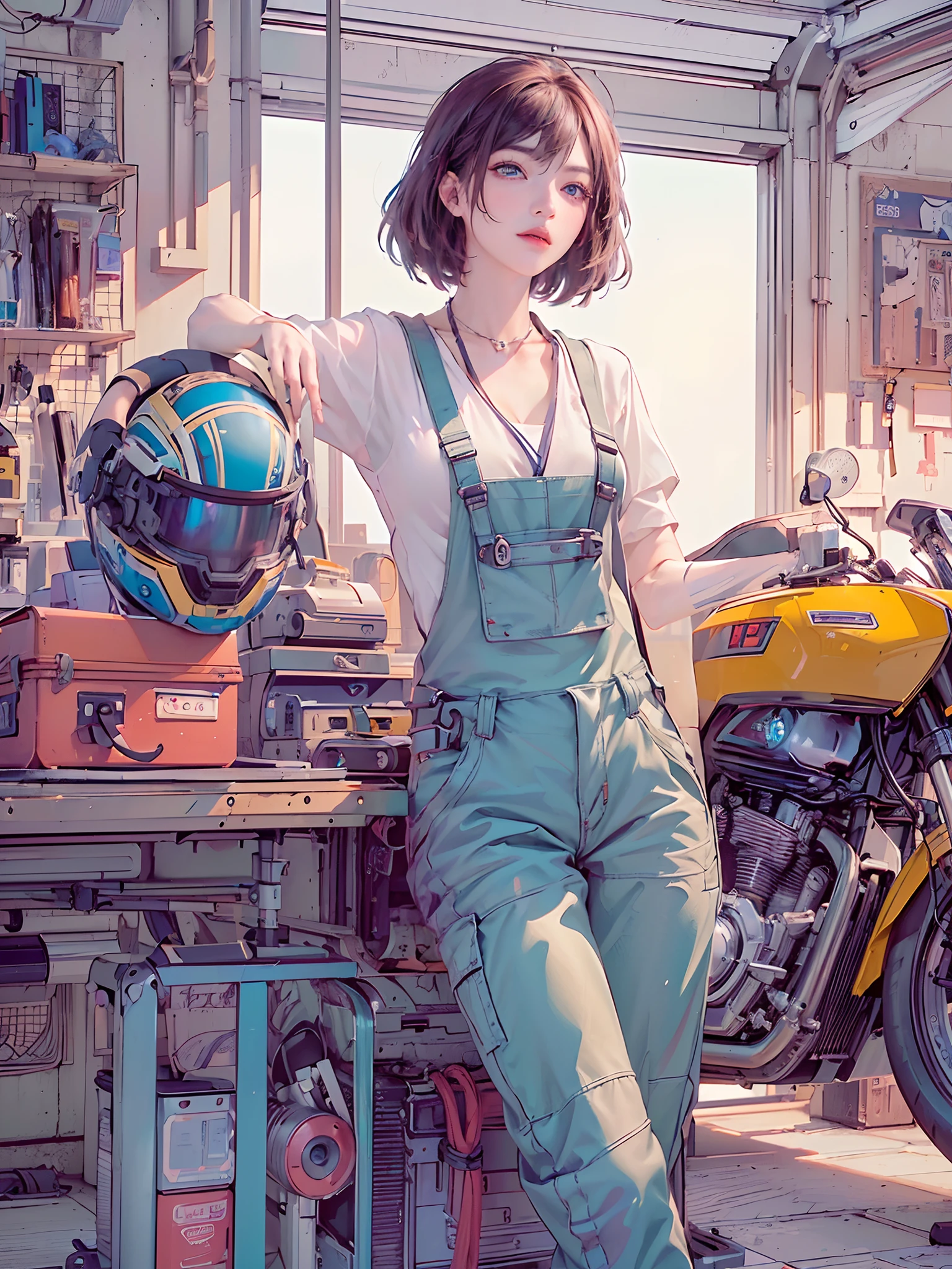 ((top-quality)), (((masterpiece)), (detaileds: 1.4), 3D, Beautiful Cyberpunk Woman Image, bob cuts, Broken black tights, leather clothes, Electromechanical, nffsw(HighDynamicRange), Ray traching, NVIDIA RTX, Hyper-Resolution, Unreal 5, Sub-surface scattering, PBR Texture, Postprocess, Anisotropy Filtering, depth of fields, Maximum sharpness and acutance, Multilayer Texture, Albedo and Highlight Maps, Surface Coloring, Accurate simulation of light-material interactions, perfectly proportions、octane renderings、two tone lighting、Large aperture、Low ISO、White Balance、thirds rule、8K Raw、masterpiece、top-quality、(8k extremely detailed CG unit wallpaper)(top-quality)、(The best illustrations)、(Best Shadows), blue eyes, long hair, big titt