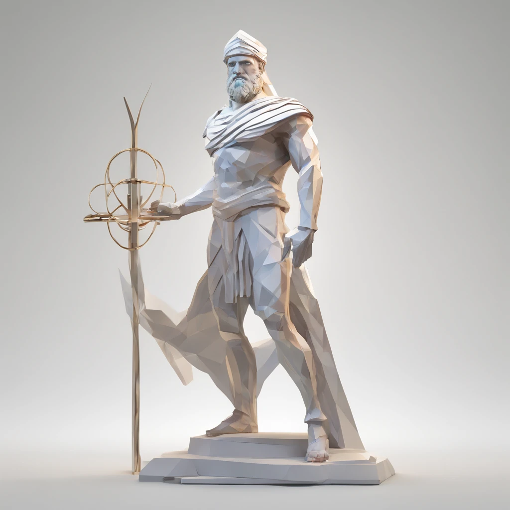 Alinhamento perfeito, Pythagoras with staff of Hermes, frente da cidade perdida de Atlantis,vasos de cristal, alegria, Standing position, beleza abstrata, Centrado, looking at the camera, Facing the camera, nearing perfection, Dynamic, altamente detalhado, liso, foco nítido, 8k, high-definition resolution, illustration, arte de Carne Griffiths e Wadim Kashin, fundo branco