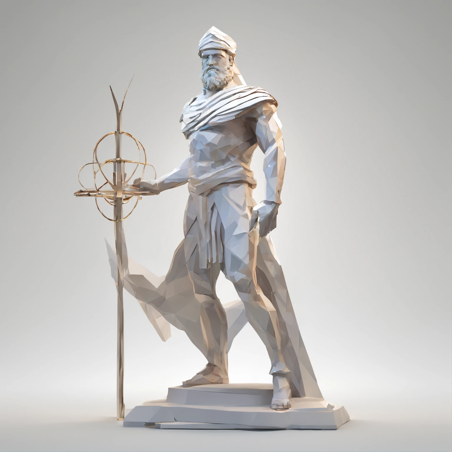 Alinhamento perfeito, Pythagoras with staff of Hermes, frente da cidade perdida de Atlantis，vasos de cristal, alegria, Standing position, beleza abstrata, Centrado, looking at the camera, Facing the camera, nearing perfection, Dynamic, altamente detalhado, liso, foco nítido, 8k, high-definition resolution, illustration, arte de Carne Griffiths e Wadim Kashin, fundo branco