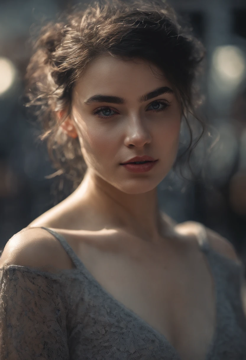 cinematic photo crazy insane, high energy, magic, hyper realistic, detailed and realistic portrait of a woman, cartoon style, round eyes and short messy hair shot outside, wearing a white t shirt, skin texture, chapped lips, soft natural lighting, portrait photography, 85mm lens, magical photography, dramatic lighting, photo realism, ultra-detailed, intimate portrait composition, Cinestill 800T, front light, (open mouth), smiling, atletic small waist, (((masterpiece))), ((best quality)), (((8k photography)), ((hands on face)), (elegant, beauty), ((blushed)), ((beautiful light gray eyes)), ((sexy goth girl, pure delicate innocent face)) and (smooth detailed face), (((hyper realistic))), ((black hair))), (blunt bangs), (symmetrical legs), symmetrical perfect body, sharp focus, (volumetric lighting), intricate details, rainbow paint, a girl made entirely out of rainbow paint, entirely paint, 1girl, (intricate details, hyperdetailed:1.15), gorgeous lighting, rainbow, paint splatter, splashes, very rainbow, very colorful, neon, paint drops, rainbow paint background, colorful background, ((high detailed skin, 8k uhd, dslr, soft lighting, high quality, film grain, Fujifilm XT3, HD, Sharp)), (canon 50mm) intricate details photorealistic . 35mm photograph, bokeh, professional, 4k, highly detailed, A glitched-out (anime girl:1.3) dances across the screen, her movements and form constantly shifting and (deconstructing:1.2), embodying the dynamic essence of (breakcore:1.2), dynamic essence:1.1, cute red cheeks