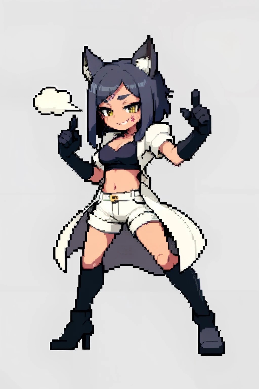 A close up of a pixel art of a woman with a cat tail - SeaArt AI
