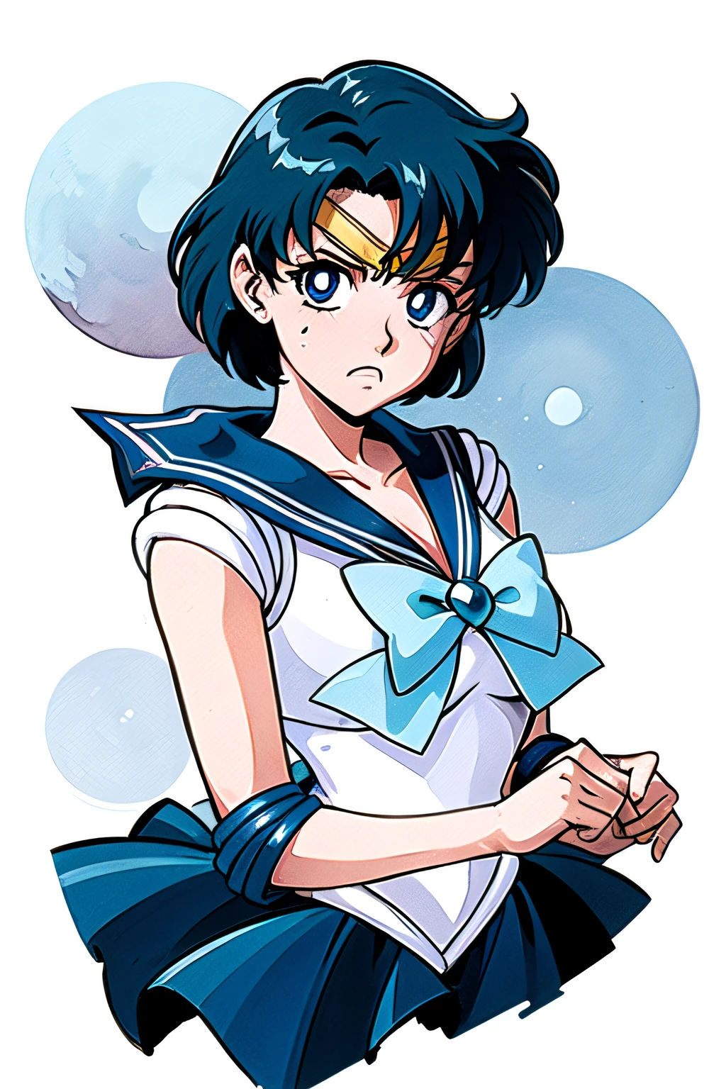 (top-quality:1.3), (​masterpiece:1.4),(Anatomically correct), (Full limbs),(complete fingers),(Precise fingertips), (Fine details),(8K),(Photorealista:1.37),Sailor Moon!!!!!!!!, Sailor Moon Style,by Sailor Moon, Sailor Senshi Uniform,(Sailor Mercury:1.25),aqua eyes, Dark green hair,raw, 1 girl, ((rage)), Color Theme Red, Dramatic light, Violence Everywhere, Bloody destruction of corpses in the background, Dark and blurry background, (angry expressions:1.4), (Raging Eyes:1.2), ), Mental breakdown, intimidation, Ways to harm, (irate:1.4), revenge, rage, destruction, murder, Maniacal,magician, spell magic, Magic Circle, ((magic in hand)),(using light magic:1.4),water magic, imaginative overlays, artistic fusion,fantastical scenes, evocative narratives, striking visuals,((Depth of field and blur)), ((watercolor paiting)), Large breasts, Bare shoulders, Flowers and petals, Conceptual diagram of Bevera , (White background:0.5), (Illustration :1.1), (Very thin and beautiful: 1.1), (perfect  detail: 1.1) Doodle style background, liberta, souls, Digital Illustration, Perfect Anatomy, Centered, Approaching perfection, Dynamic, Highly detailed, Watercolor painting, art  stations, Concept art, Smooth, Sharp Focus, Illustration,