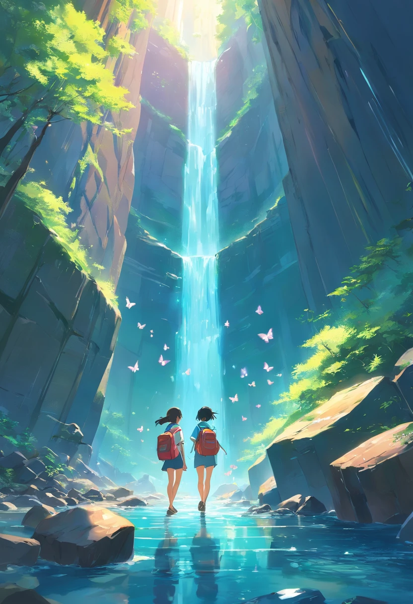 In the mysterious canyon,There are beautiful butterflies and crystal clear streams。Abu and Aoi walked into the canyon with backpacks and dew,They are looking for traces of the gods。