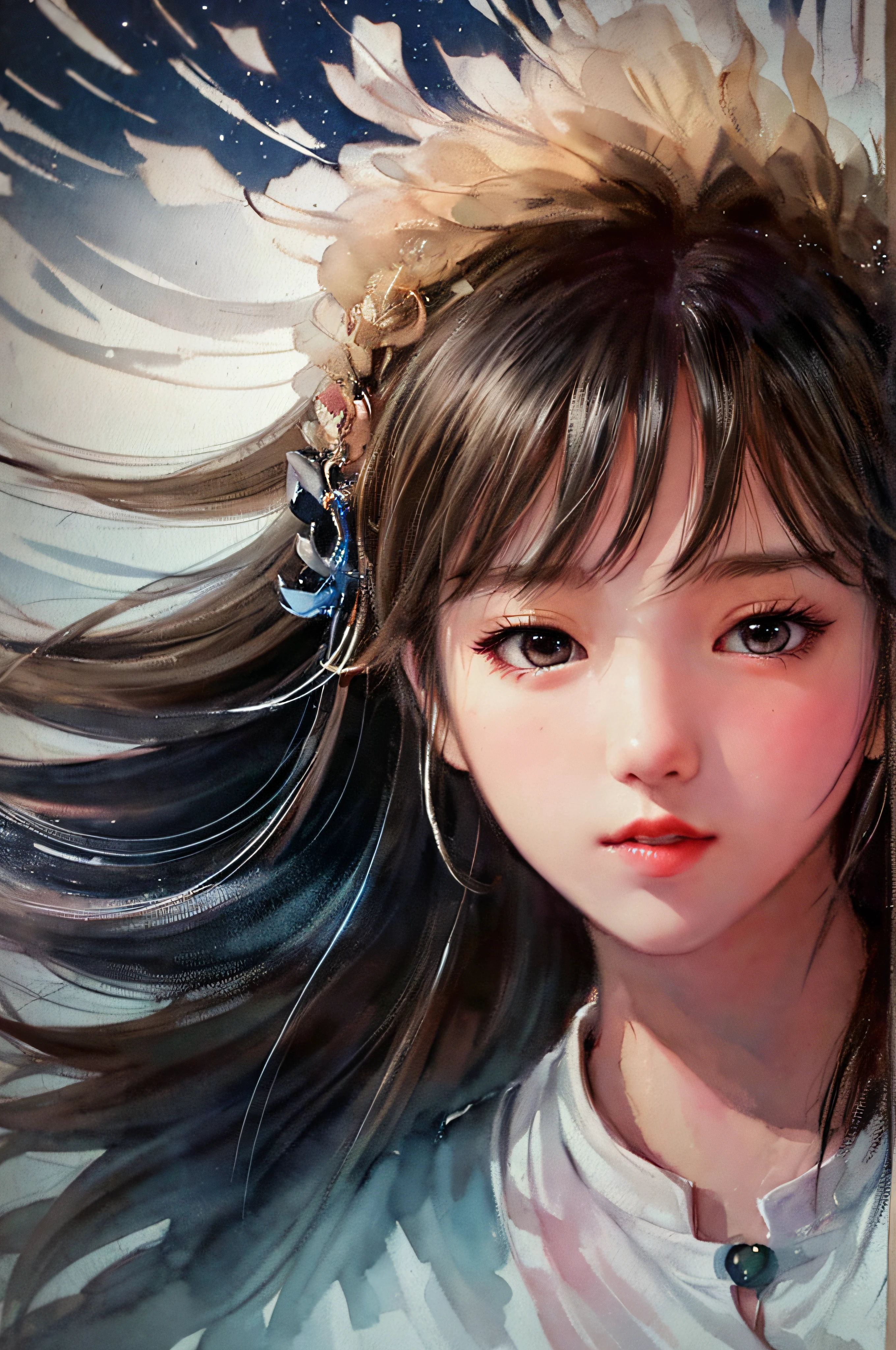 stechu,(white background:1.4), ((tachi-e)), original,(illustration:1.1),(best quality),(masterpiece:1.1),(extremely detailed CG unity 8k wallpaper:1.1), (colorful:0.9),(panorama shot:1.4),(solo:1.2), (ink splashing),(color splashing),((watercolor)), clear sharp focus,{ 1girl standing },((korean style )),flower background,outdoors,rocks, looking at viewer, make happy expressions,soft smile,pure,beautyfull detailed face and eyes,beautyfull intricacy clothing decorative pattern details, black hair,black eyes,colorwater