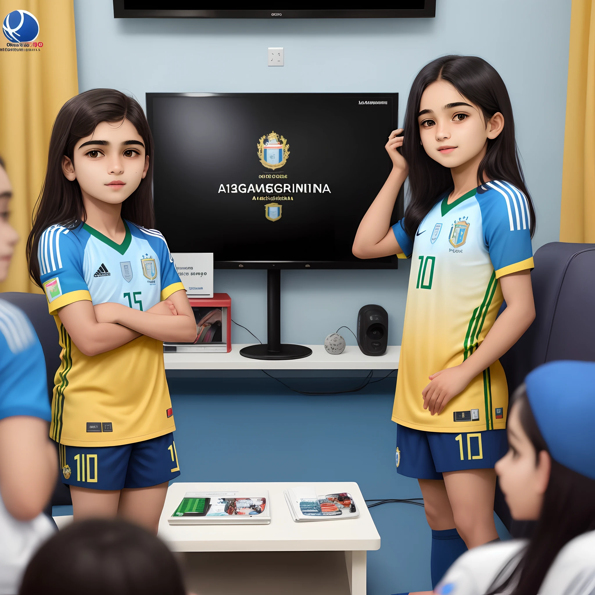 সা ই ফু ল A 18 years boy and girls watching Argentina vs brazil match on tv the boy name is Sohan jersy number 10 with Argentina jersy and the girls name is Jahan jersy number 10 with brazil jersey with a jersey