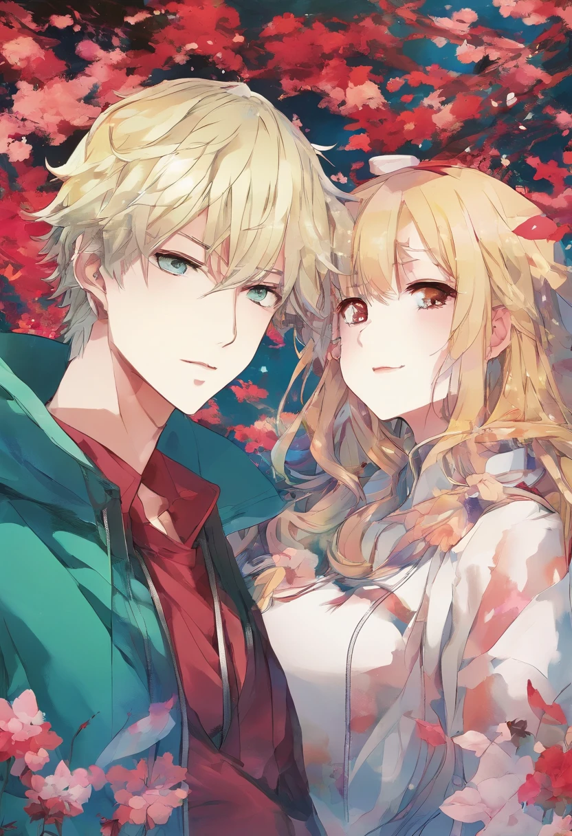 (1man and 1girl,Having sex:1.2)Woman is blonde、Eyes are green、Drooping saliva、Man is blonde、red eyes、kawaii