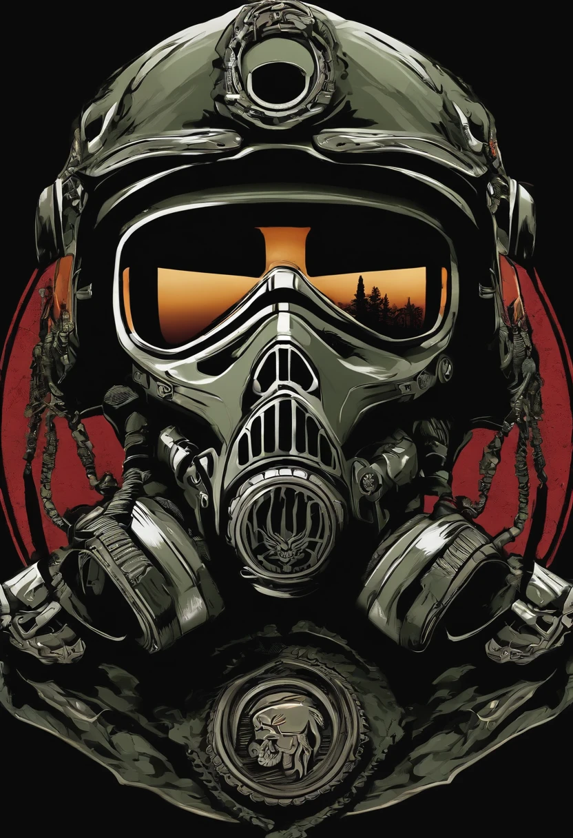logo de caveira com capacete militar, fumando charuto,