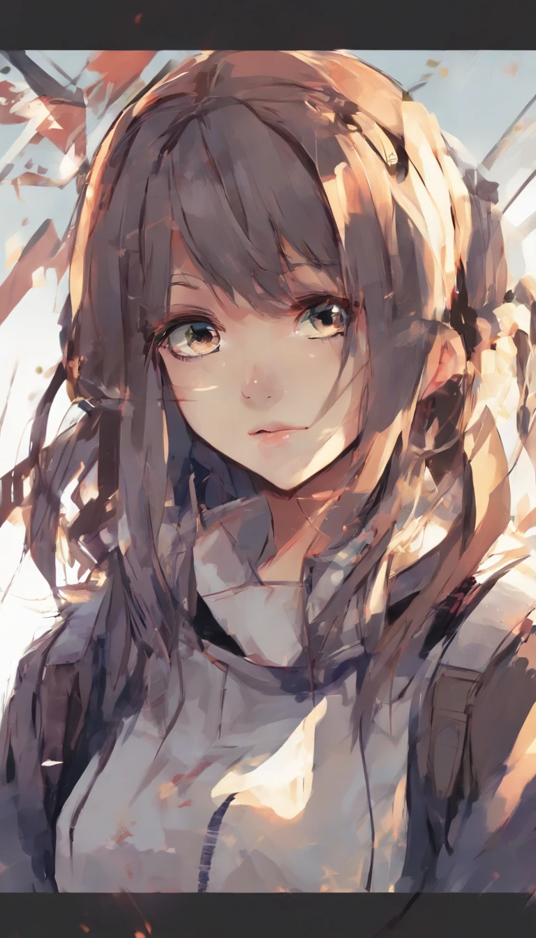 ager Young anime girl looking at the camera, she is so far away from the camera screen, make it realistic