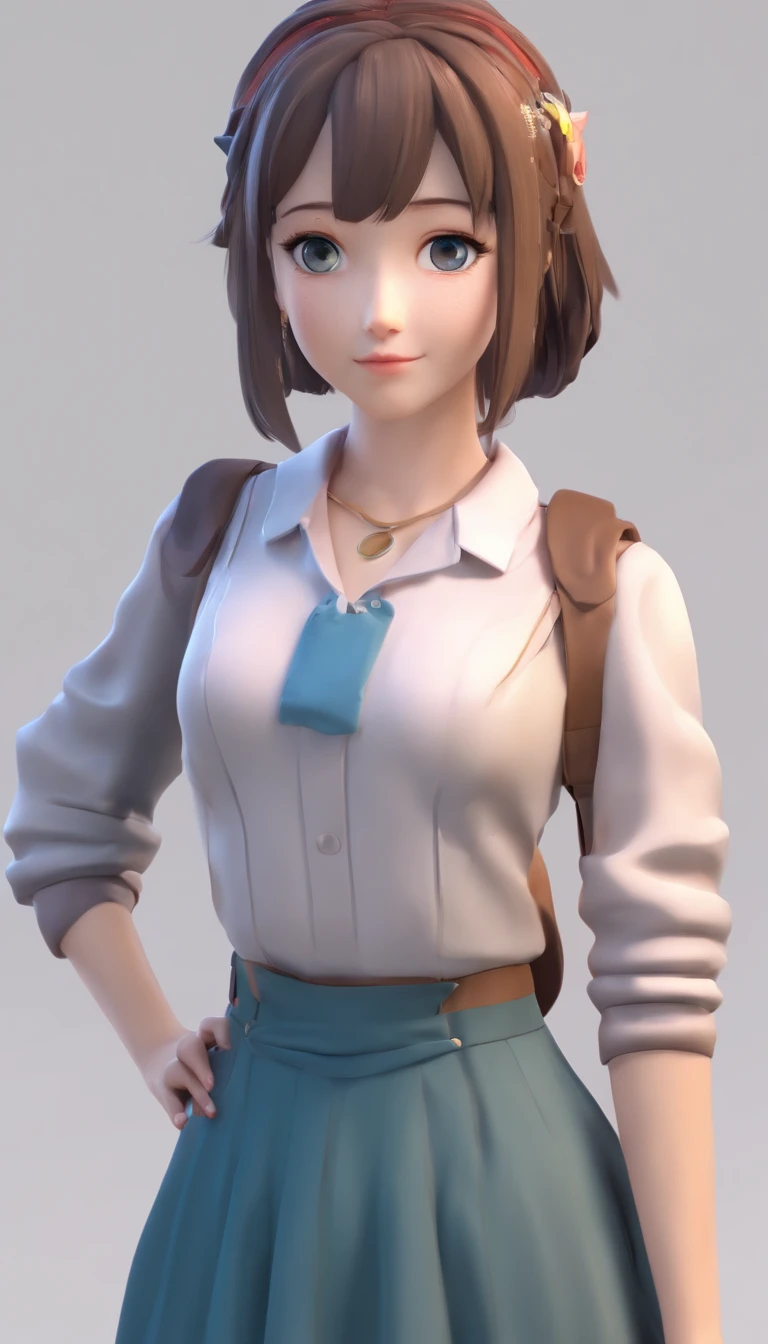 ager Young anime girl looking at the camera, she is so far away from the camera screen, make it realistic