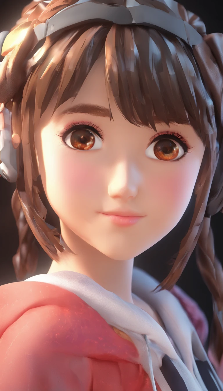 ager Young anime girl looking at the camera, she is so far away from the camera screen, make it realistic