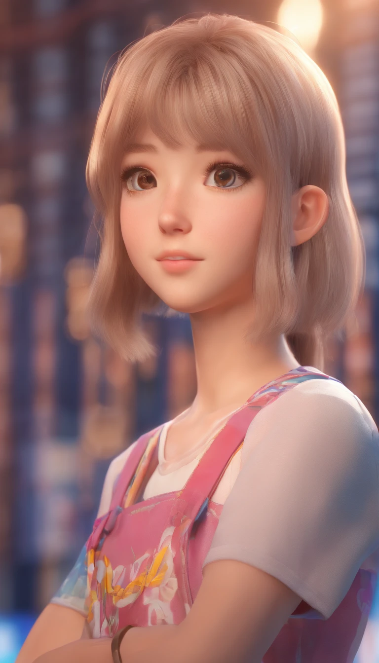 ager Young anime girl looking at the camera, she is so far away from the camera screen, make it realistic
