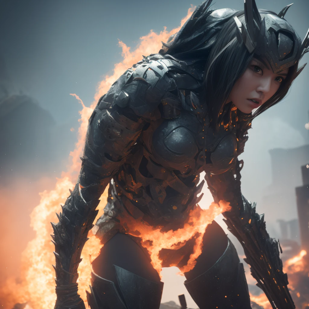 Mecha Female CG Giant Secret Realm,Asian women pose in colorful bikinis, Realistic secret mech girl rendering, detailed face of a asian girl, Reality in the secret world, Smooth CG art, Realistic. Cheng Yi, Realistic secret style, A lovely secret rendering, Rendu portrait 8k, Render character art 8 K, Realistic portrait of a mecha woman, (Linen batik scarf), Angry fighting stance, looking at the ground, Batik linen bandana, Mecha Female Secret Realm(Abstract propylene splash:1.2), Dark clouds lightning background,废墟(realisticlying:1.4),Black color hair,Flour fluttering,Telephoto lens high, A high resolution, the detail, RAW photogr, Sharp Re, Nikon D850 Film Stock Photo by Jefferies Lee 4 Kodak Portra 400 Camera F1.6 shots, Rich colors, ultra-realistic vivid textures, Dramatic lighting,8K quality, Girls,Backstreets, Dark clouds lightning background(realisticlying:1.4),Black color hair,Uncharted, RAW photogr, Sharp Re, Nikon D850 Film Stock Photo by Jefferies Lee 4 Kodak Portra 400 Camera F1.6 shots, Rich colors, ultra-realistic vivid textures, Drama light film CG Agency,Tropical canyon battle scene、Mecha woman、Faraway view、intense battles、high detal、masuter piece、NSFW,Mecha Woman Doomsday Ruins(Uncharted)Climb the streets(Armageddon)eyes filled with angry,Clenched his fists