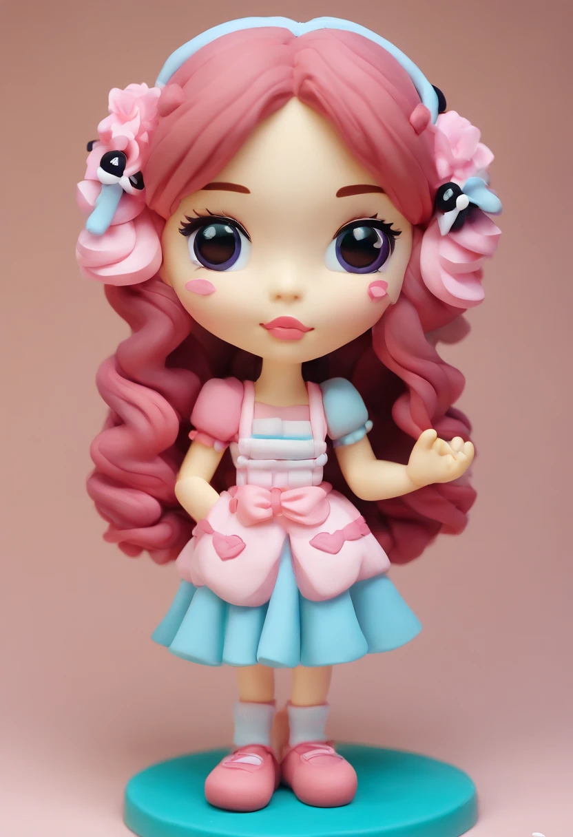 1 chibi girl, super cute, round face, kawaii, pastel colors, very long hair, double twintails, frills, alice in wonderland,