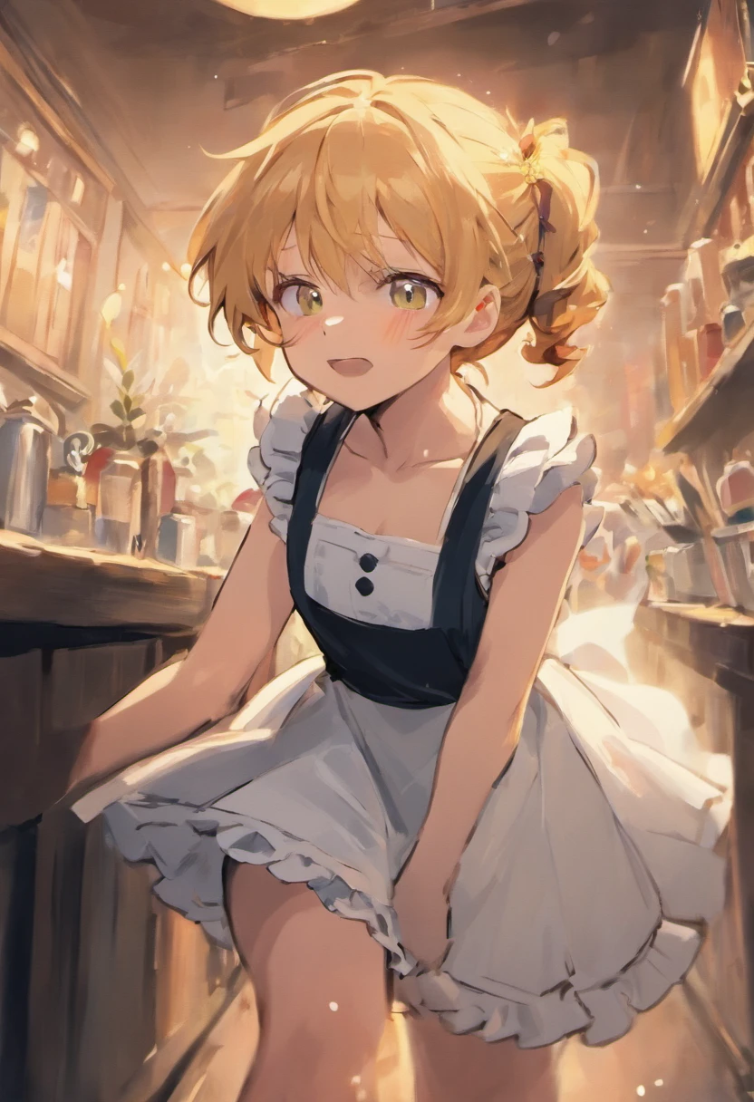 Bakugou Katsuki from mha in a maid dress, blushing