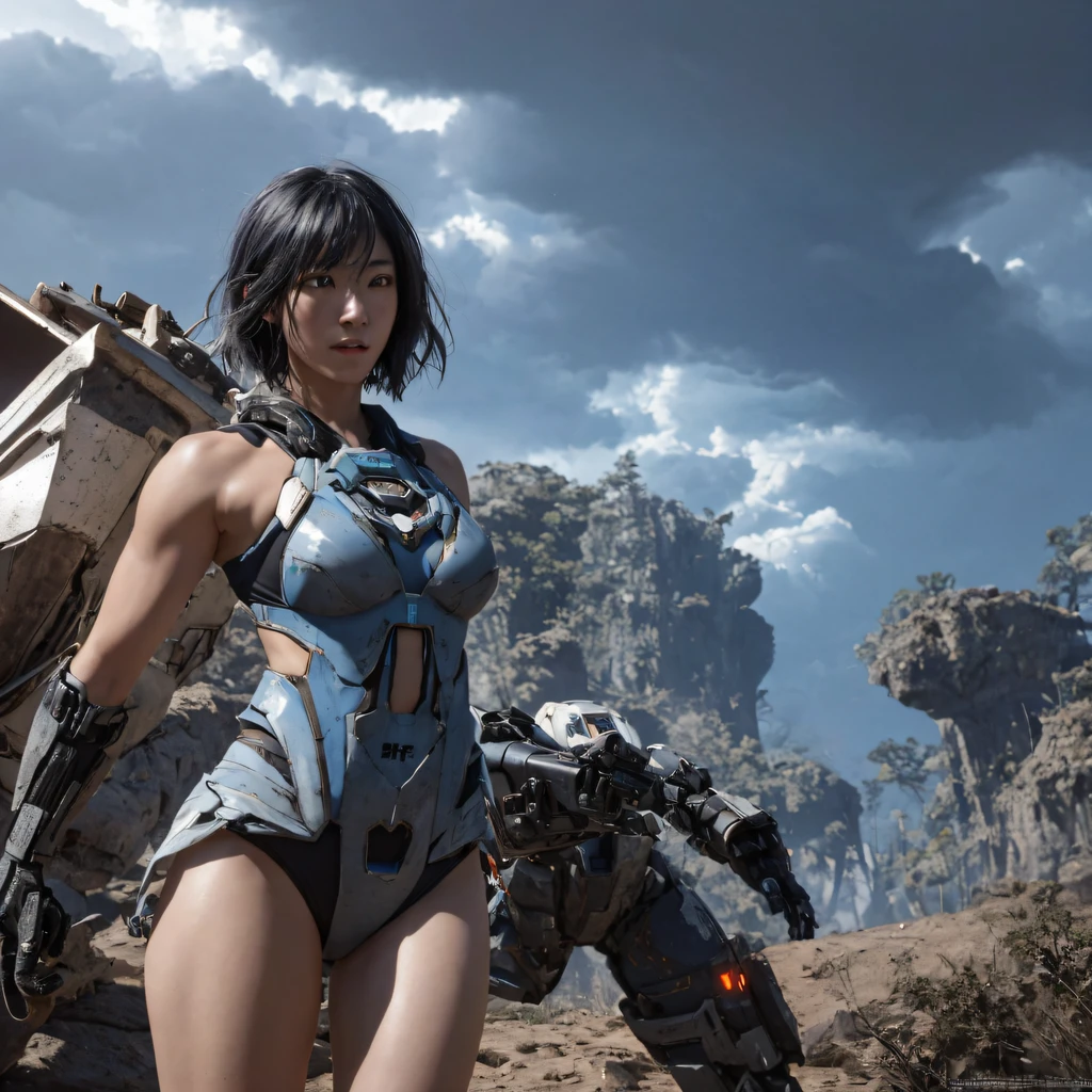 Mecha Female CG Giant Secret Realm，Asian women pose in colorful bikinis, Realistic secret mech girl rendering, detailed face of a asian girl, Reality in the secret world, Smooth CG art, Realistic. Cheng Yi, Realistic secret style, A lovely secret rendering, Rendu portrait 8k, Render character art 8 K, Realistic portrait of a mecha woman， （Linen batik scarf）， Angry fighting stance， looking at the ground， Batik linen bandana， Mecha Female Secret Realm（Abstract propylene splash：1.2）， Dark clouds lightning background，废墟（realisticlying：1.4），Black color hair，Flour fluttering，Telephoto lens high， A high resolution， the detail， RAW photogr， Sharp Re， Nikon D850 Film Stock Photo by Jefferies Lee 4 Kodak Portra 400 Camera F1.6 shots, Rich colors, ultra-realistic vivid textures, Dramatic lighting，8K quality, Girls，Backstreets， Dark clouds lightning background（realisticlying：1.4），Black color hair，Uncharted， RAW photogr， Sharp Re， Nikon D850 Film Stock Photo by Jefferies Lee 4 Kodak Portra 400 Camera F1.6 shots, Rich colors, ultra-realistic vivid textures, Drama light film CG agency，Tropical canyon battle scene、Mecha woman、Faraway view、intense battles、high detal、masuter piece、NSFW，Mecha Woman Doomsday Ruins（Uncharted）Climb the streets（Armageddon）eyes filled with angry，Clenched his fists