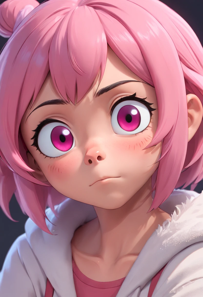 a close up of a gorilla with a pink hair on a white background, pink iconic character, colored zbrush render, rendered in arnold, gorilla, zbrush 3 d render, inspired by Alex Petruk APe, by Alex Petruk APe, like gorilla, rendered in zbrush, airbrush render, zbrush render, arnold and zbrush, zbrush art
