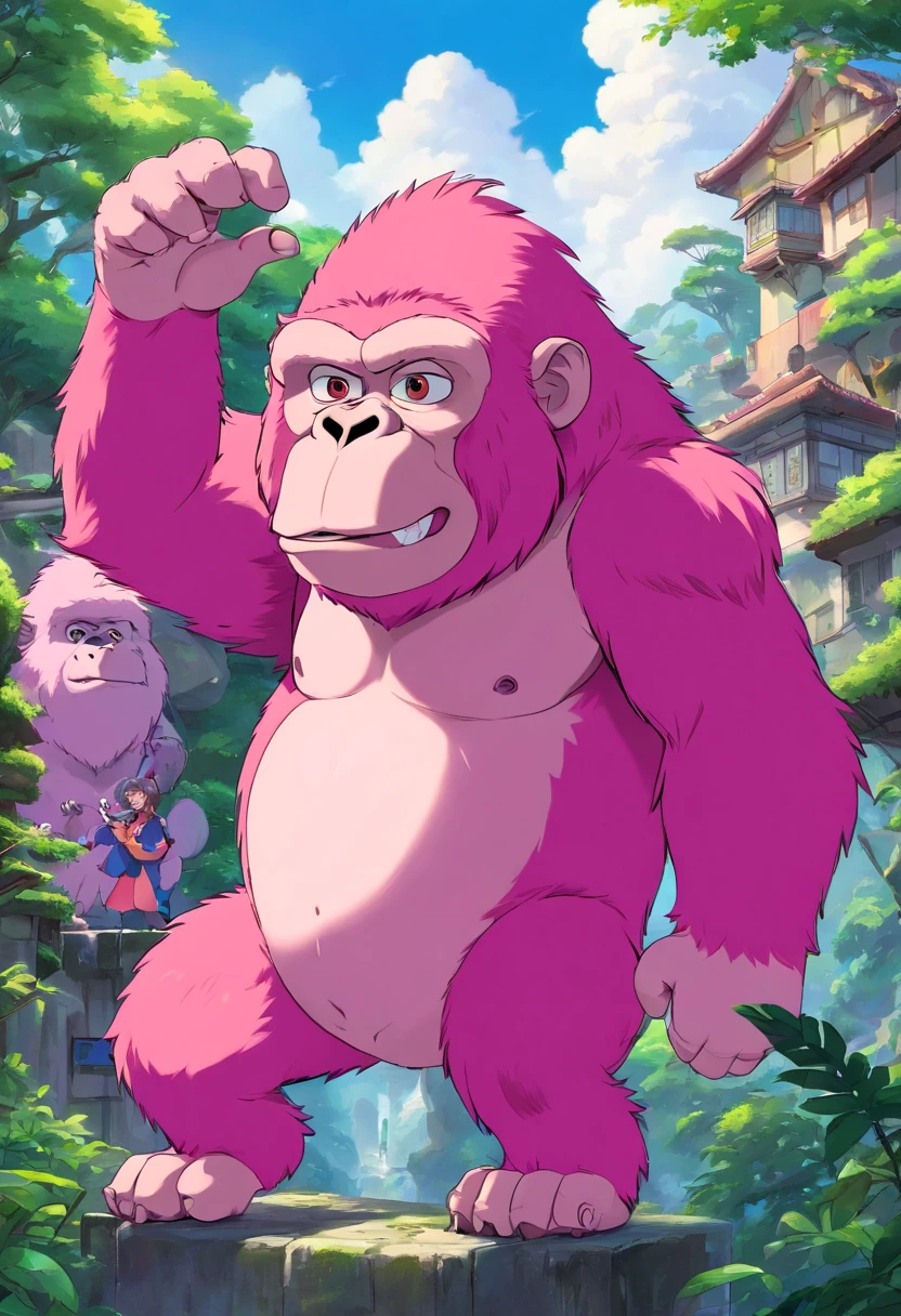 pink gorilla, pixar style