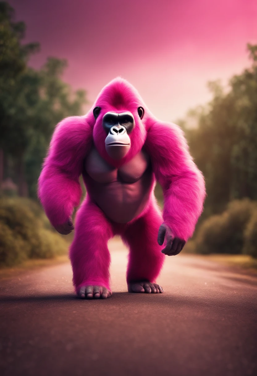pink gorilla, pixar style