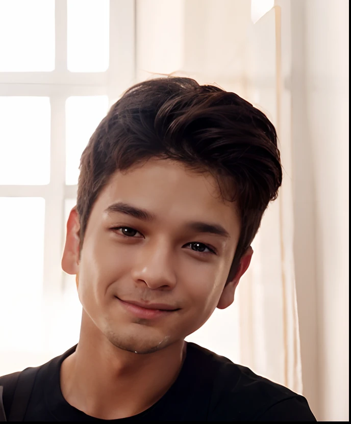 Make smart boy, handsome boy realistic face,smoky backround