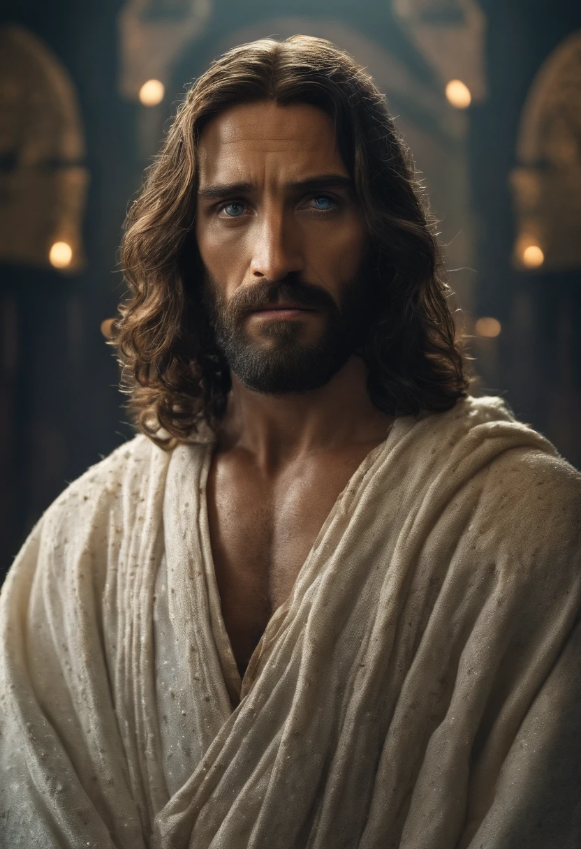 (symmetry),centered,a ((close)) up portrait,(Jesus),a very thin white prime man with long hair and a beard,wearing a long white robe,35mm,natural skin,clothes detail, 8k texture, 8k, insane details, intricate details, hyperdetailedhighly detailed,realistic,soft cinematic light,HDR,sharp focus, ((((cinematic look)))),intricate, elegant, highly detailed
