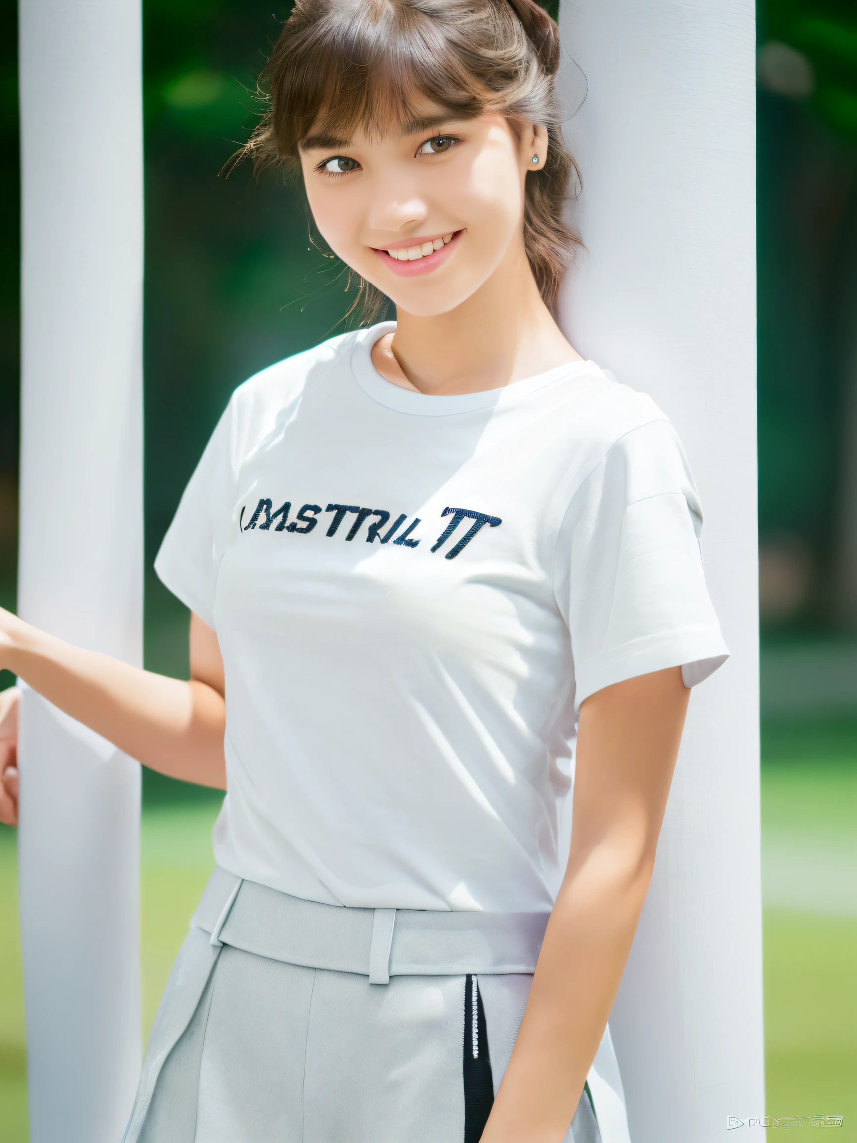 (full body),1 girl,high school student,(plain white t-shirt:1.5),light smile,
master piece,8k,(master piece,ultra high resolution:1.5),(master piece,photorealistic:1.5),(master piece,best quality,ultra detailed:1.5) master piece,detailed eyes,master piece,detailed face,