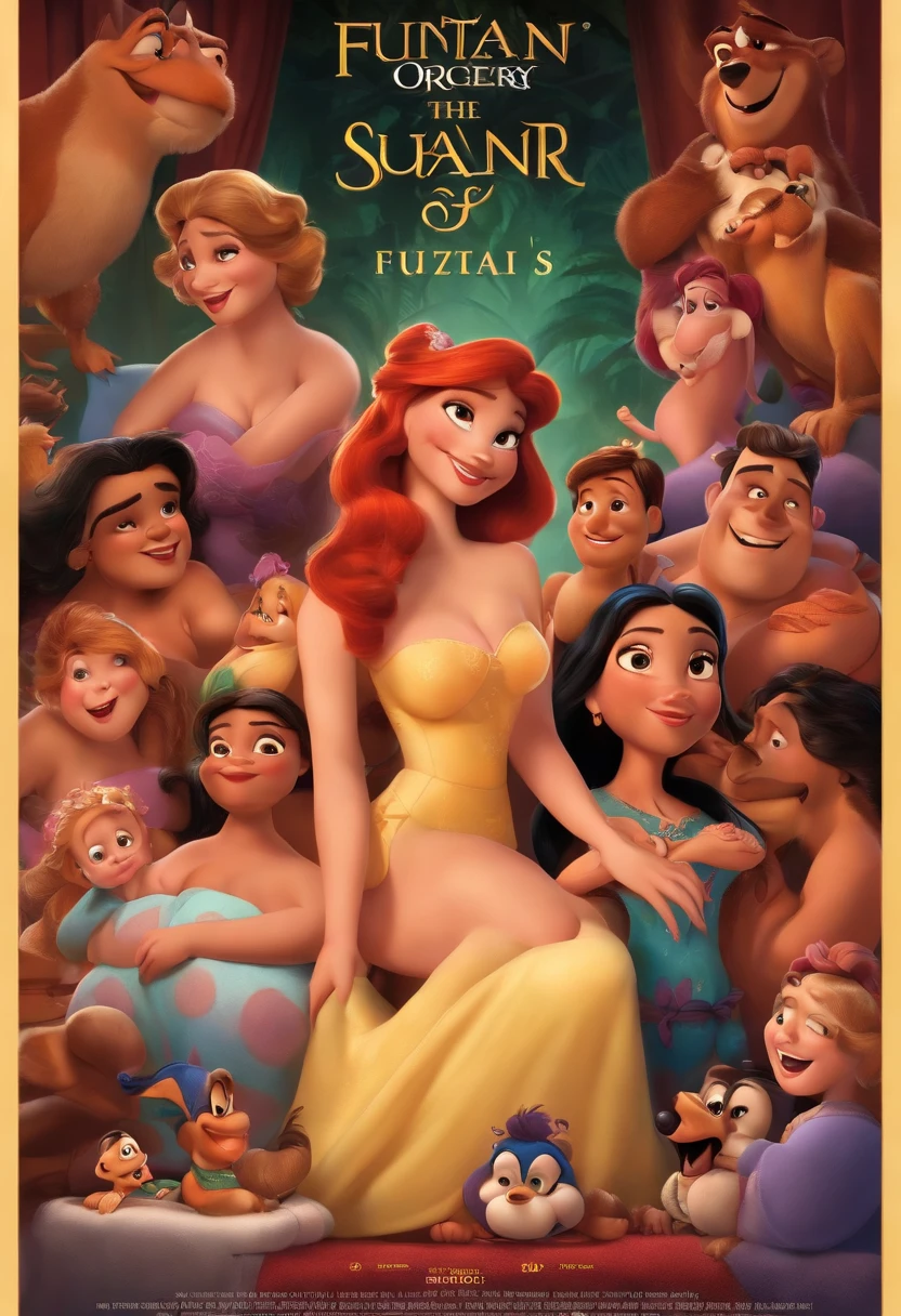 The poster of a Disney and Pixar movie with title: futanari orgy