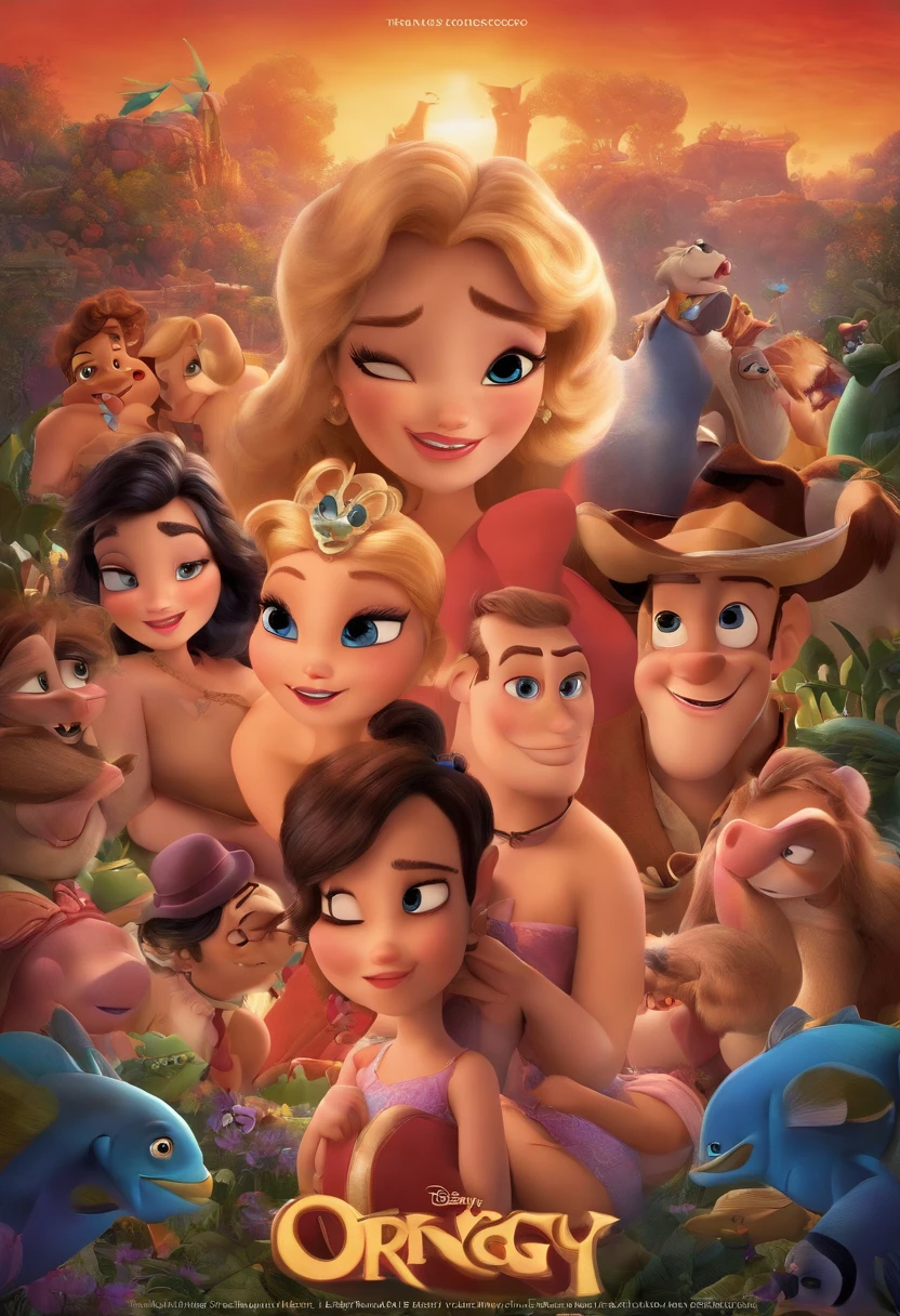 The poster of a Disney and Pixar movie with title: futanari orgy