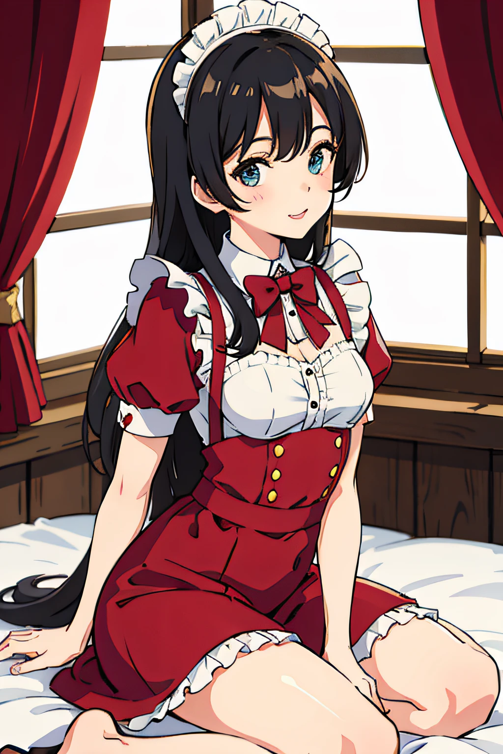 cute sexy maid in red outfit