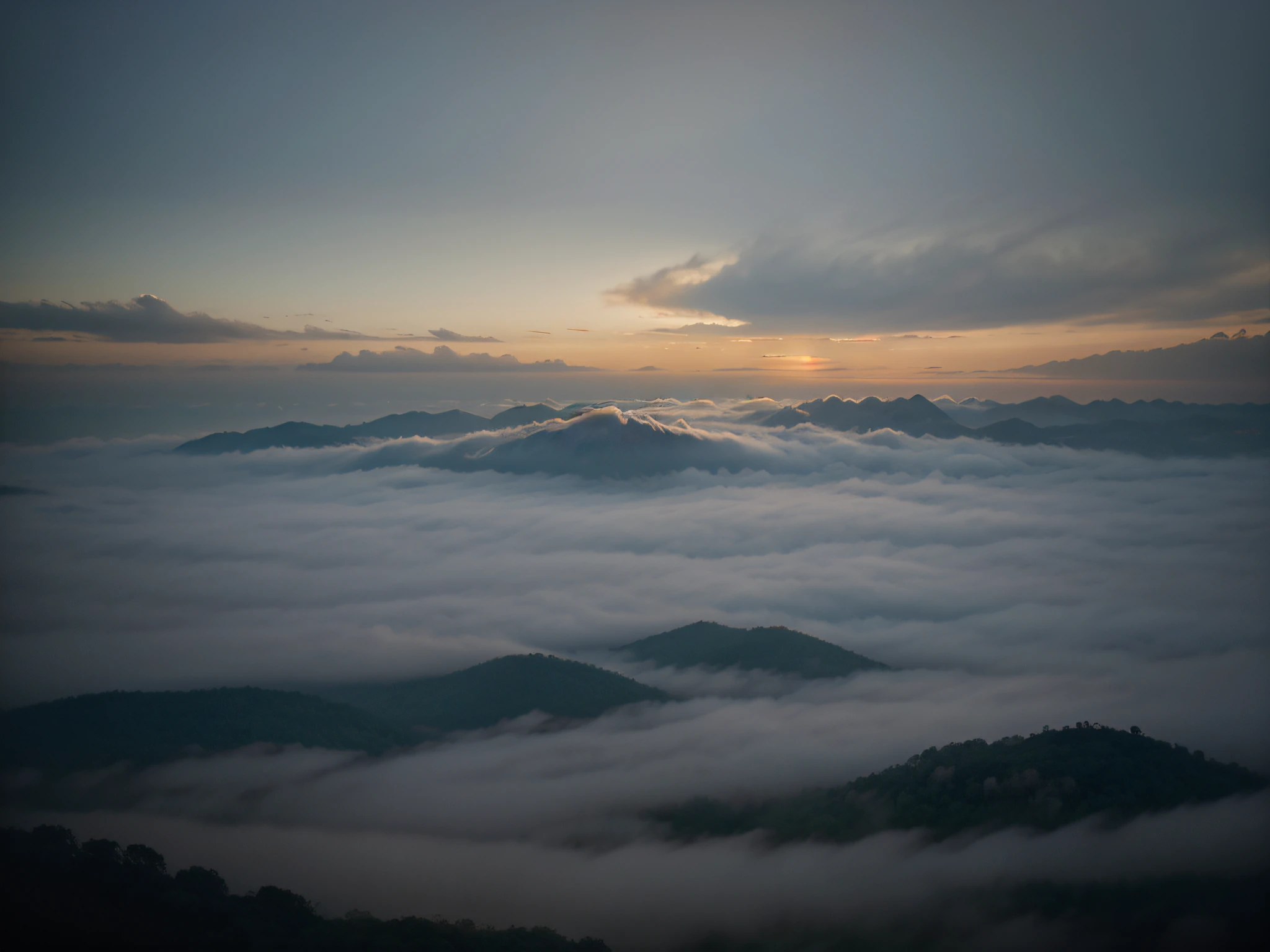 Foggy Sky: The mystical and ethereal appearance of a sky shrouded in dense fog.