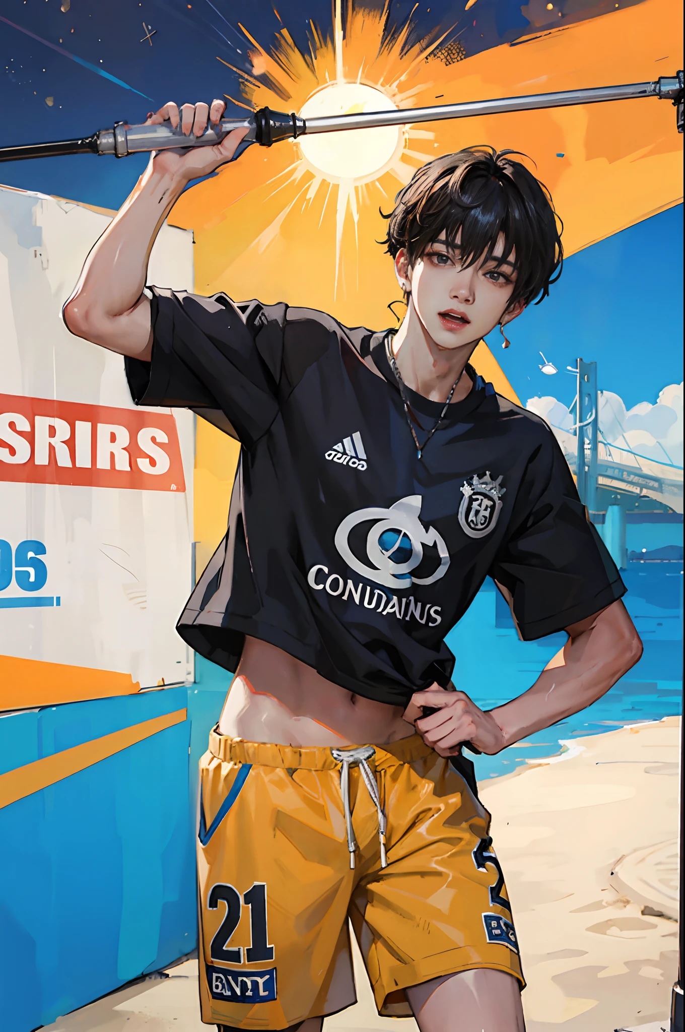 jungkook from bts with a Sport Club Corinthians t-shirt