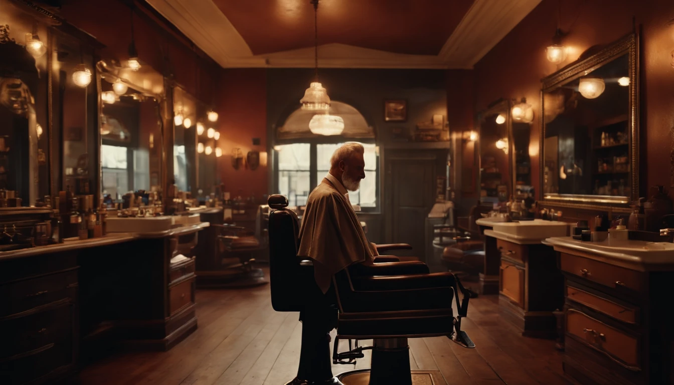 (8k, best quality, masterpiece:1.2),(best quality:1.0), (ultra highres:1.0),A barber standing in an old barber shop